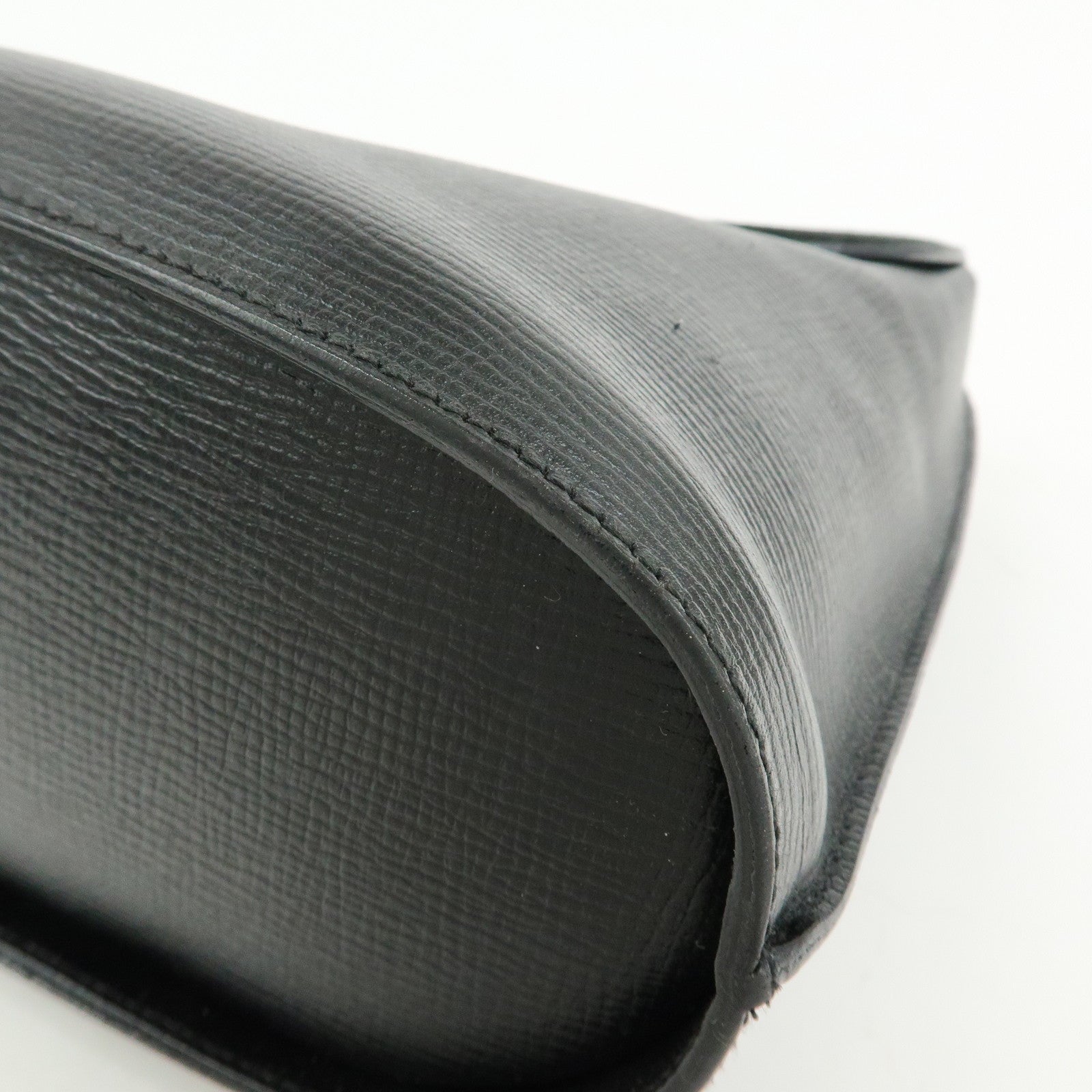 FENDI Top Handle Leather Suede Hand Bag Black 12897