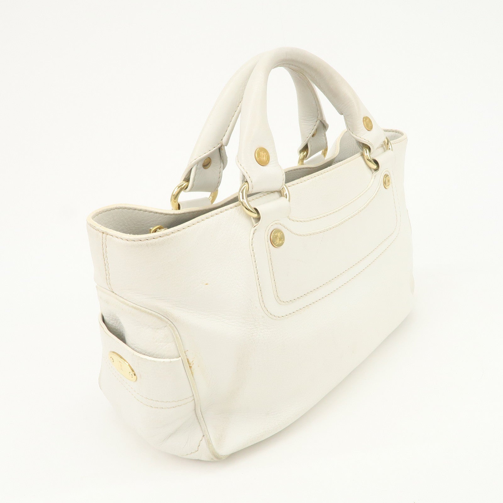 CELINE Leather Boogie Bag Hand Bag Tote Bag  Ivory