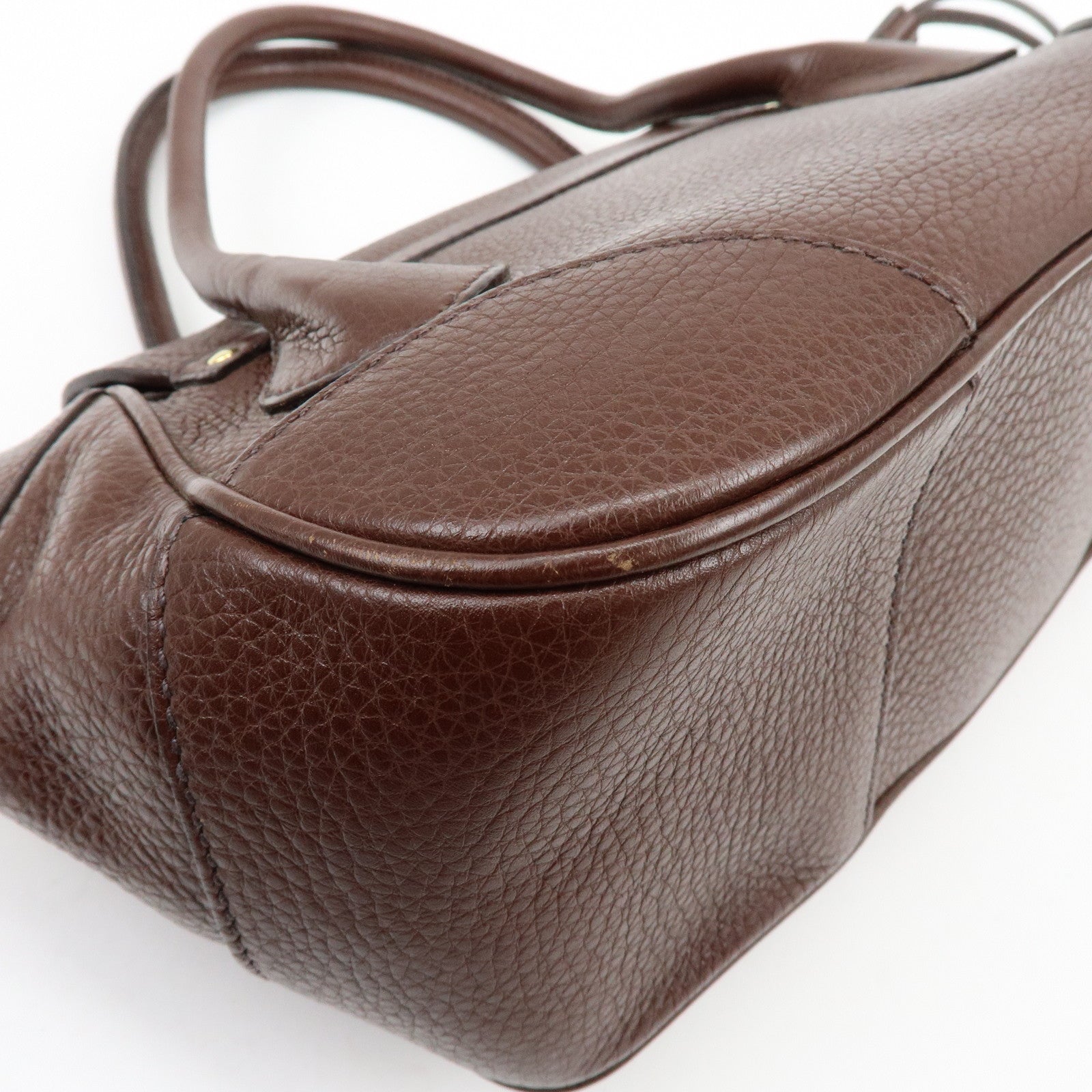 PRADA Vitello Daino Leather Hand Bag Shoulder Bag Brown BR3207