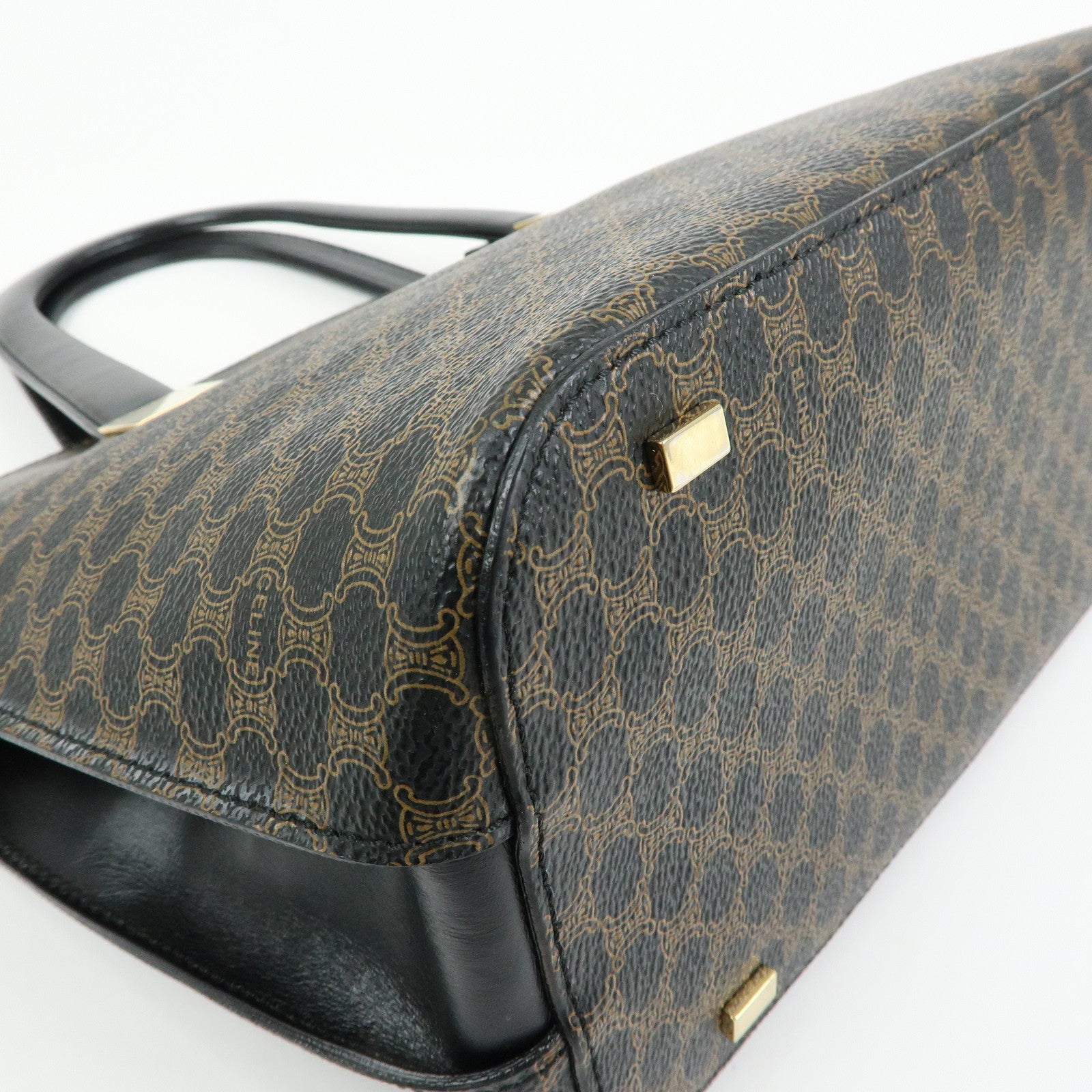 CELINE Macadam PVC Leather 2Way Bag Hand Bag Shoulder Bag Brown