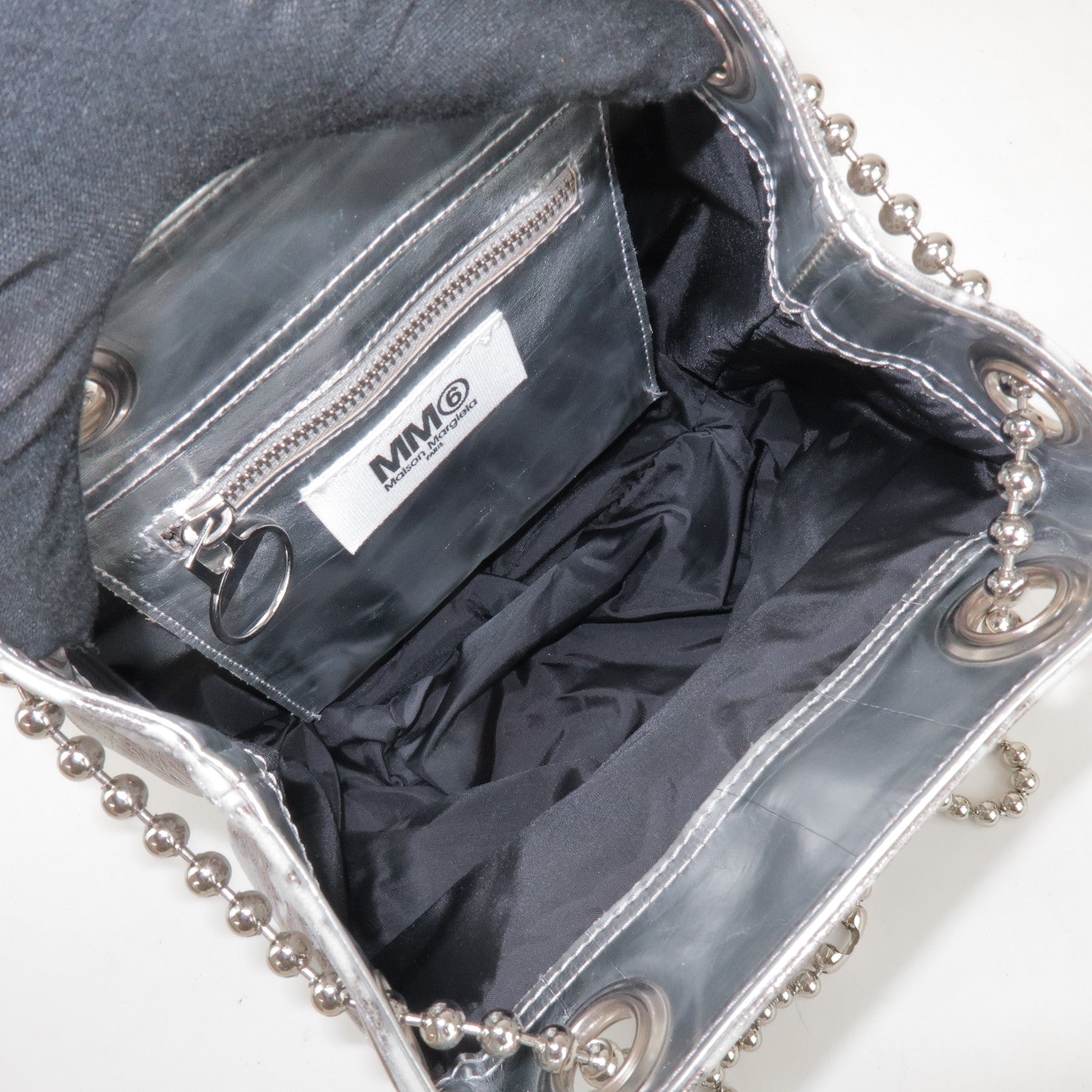 Maison Margiela MM6 Faux Leather Shoulder Bag Silver S41WC0015