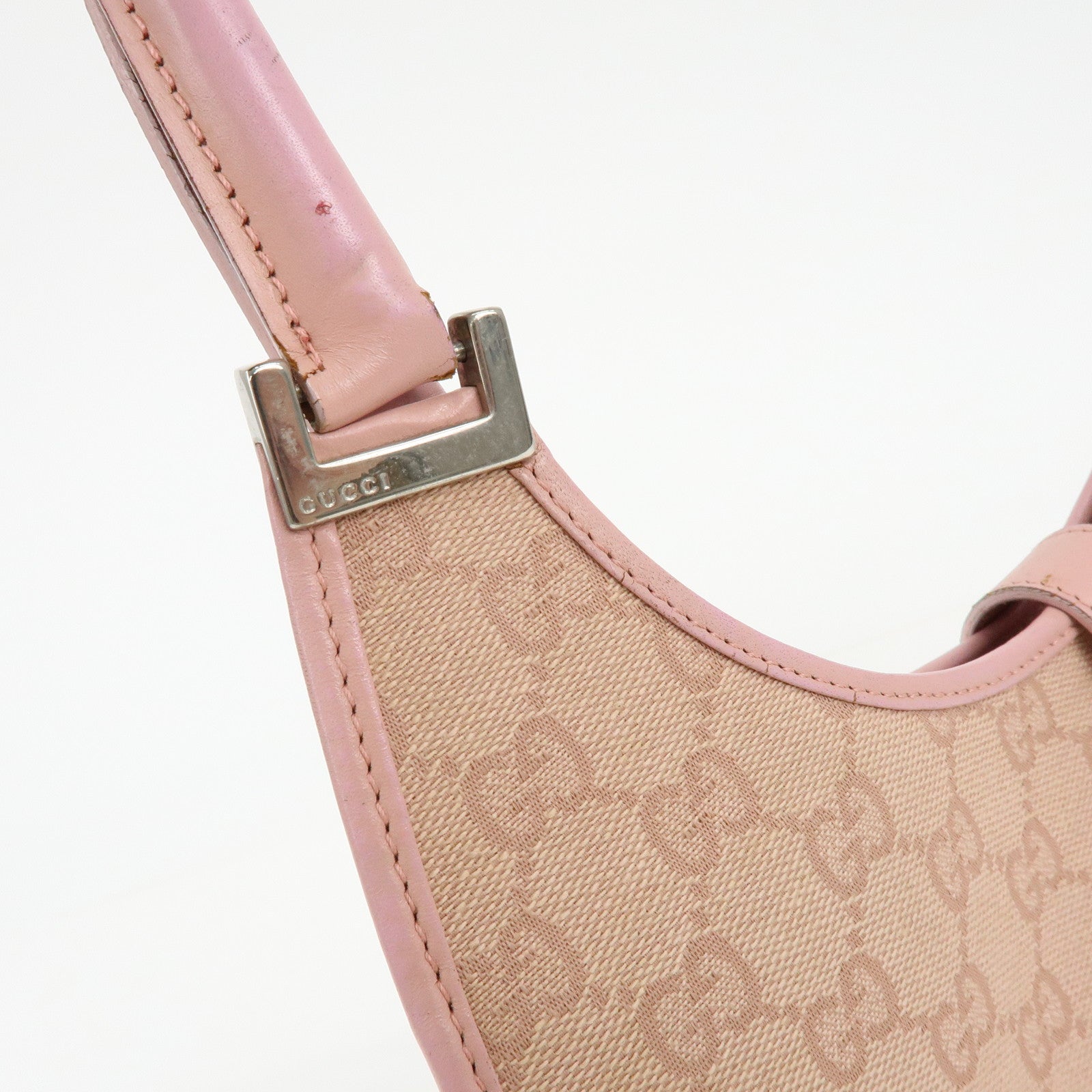 GUCCI Jackie GG Canvas Leather Shoulder Bag Pink 002・1067