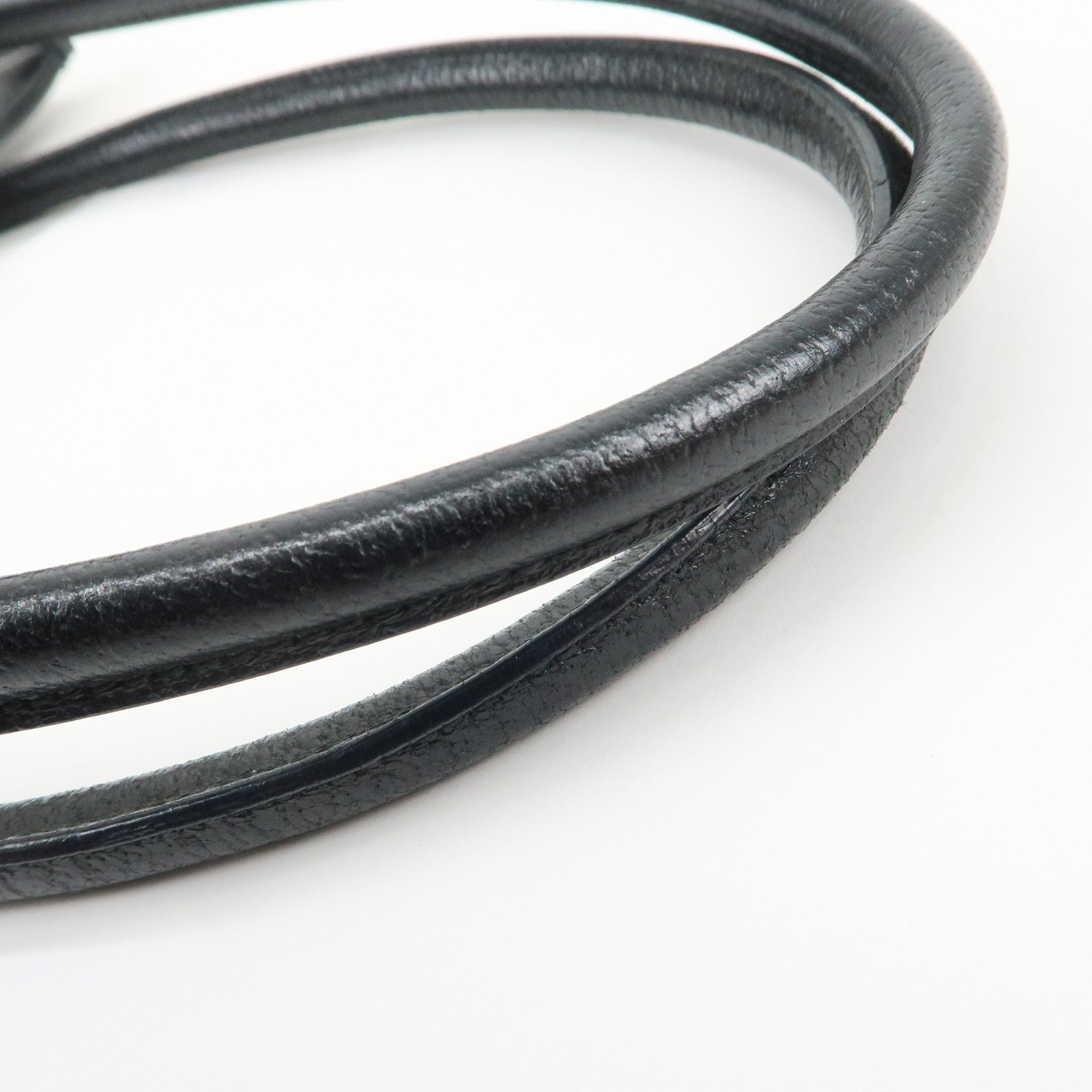 PRADA Triangle Logo Leather Tote Bag Shoulder Bag Black BR0394