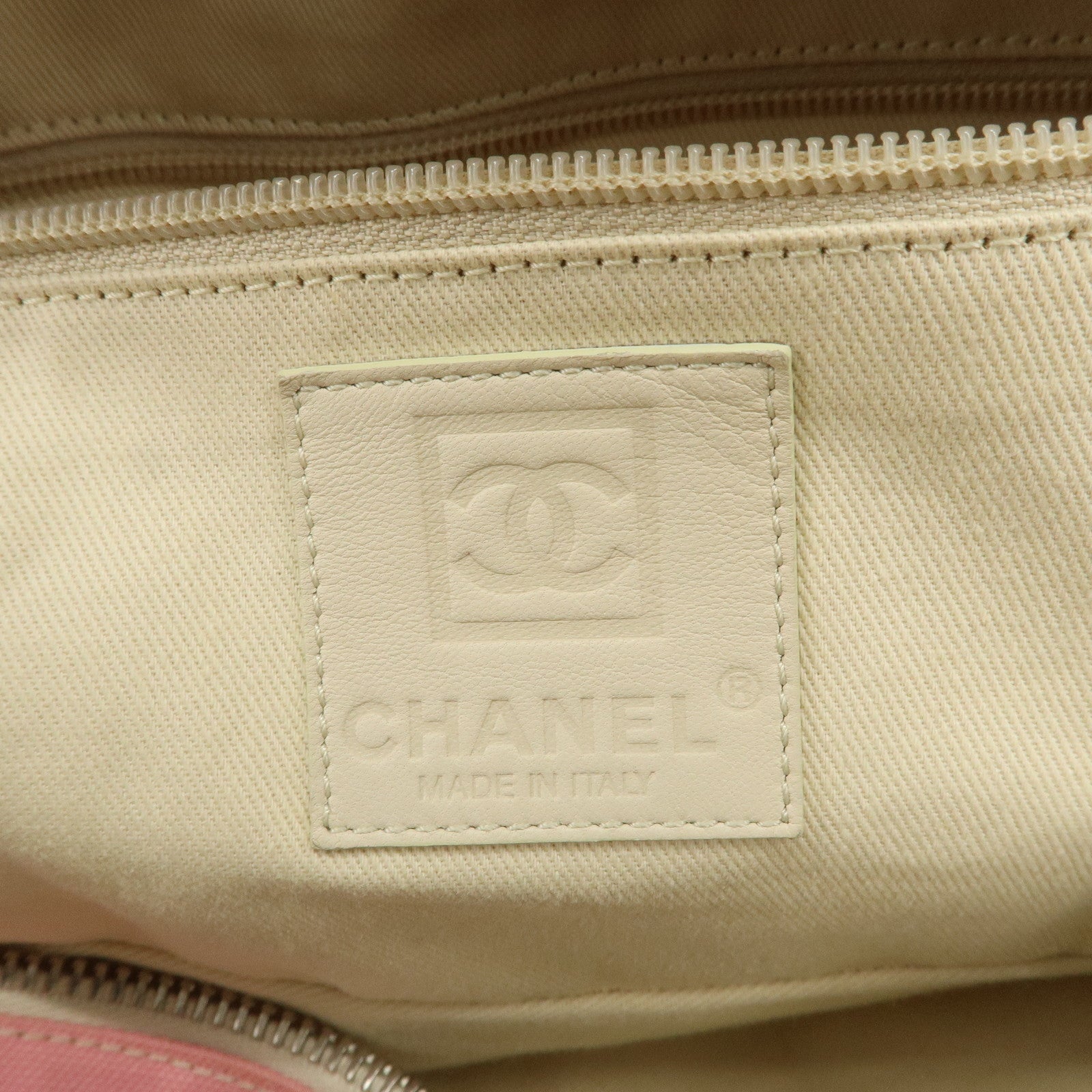 CHANEL Sport Line Canvas Boston Bag Hand Shoulder Bag Ivory Pink