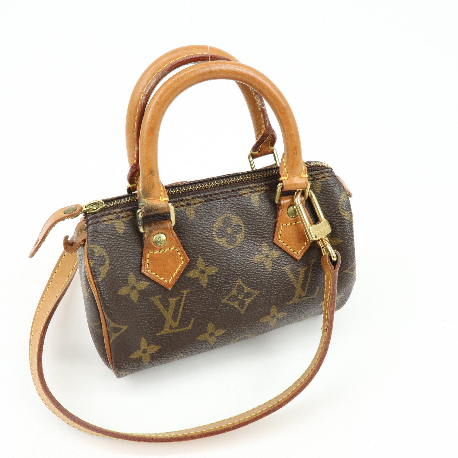 Louis Vuitton Monogram Mini Speedy Hand Bag ＆ Strap Brown M41534