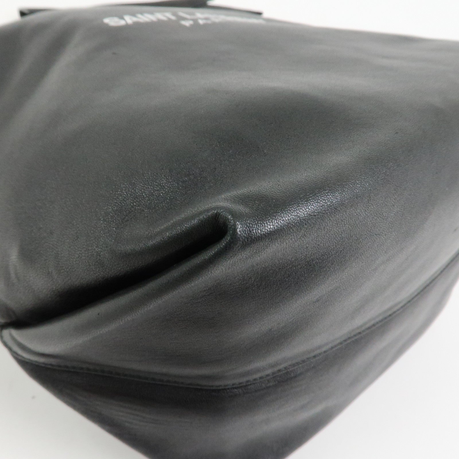 SAINT LAURENT PARIS TEDDY Lamb Skin Shoulder Bag Black 538447