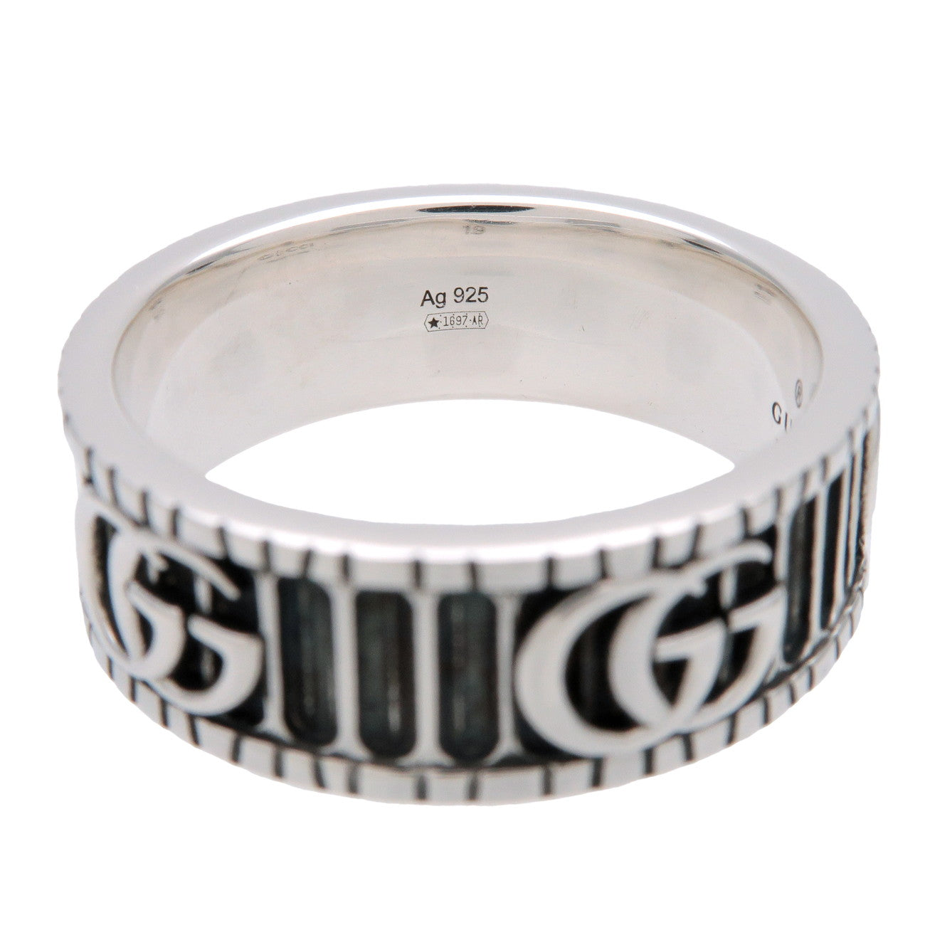 GUCCI Double G Wide Ring SV925 Silver #19 US8.5 EU58 HK19