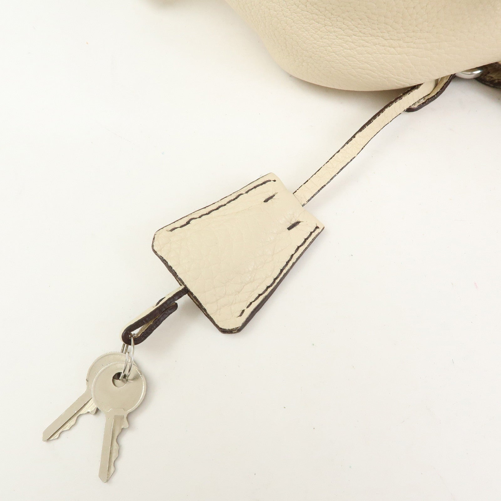 PRADA Vitello Daino Leather Boston Bag Shoulder Bag Ivory BR3091
