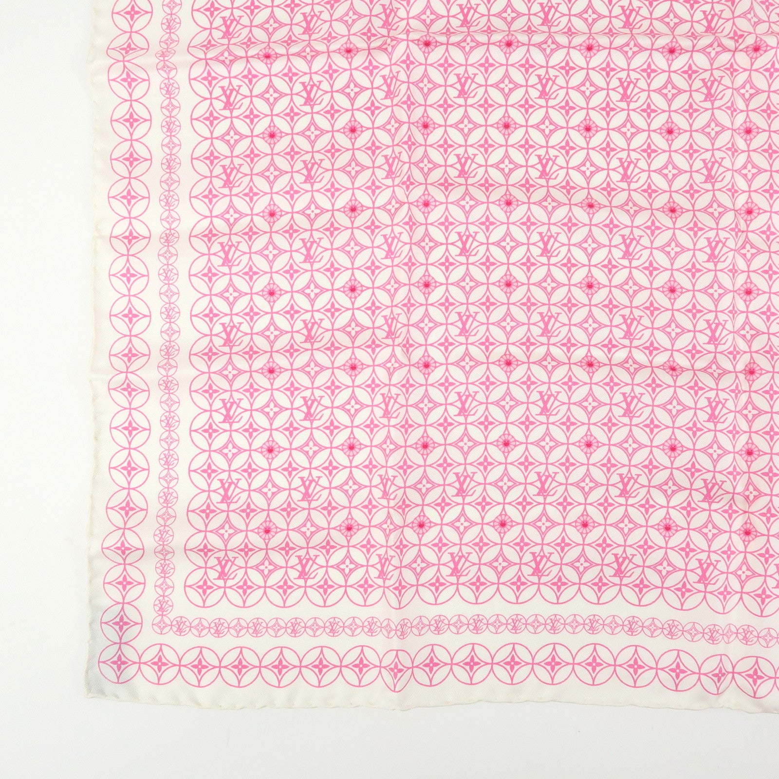 Louis Vuitton Silk 100% Scarf Murakami White Pink