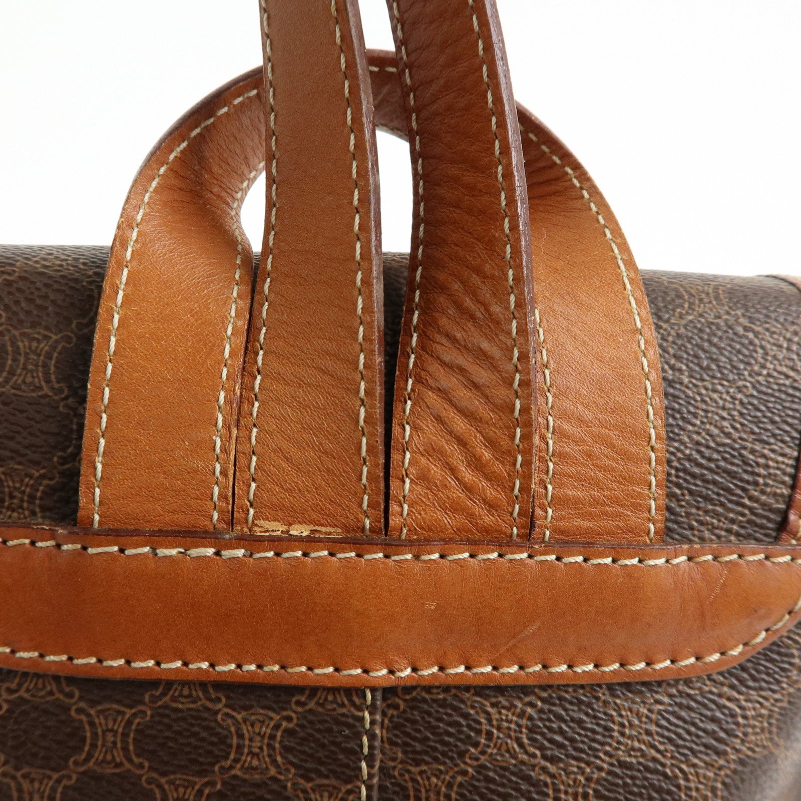 CELINE Macadam PVC Coated Canvas Leather Backpack Brown