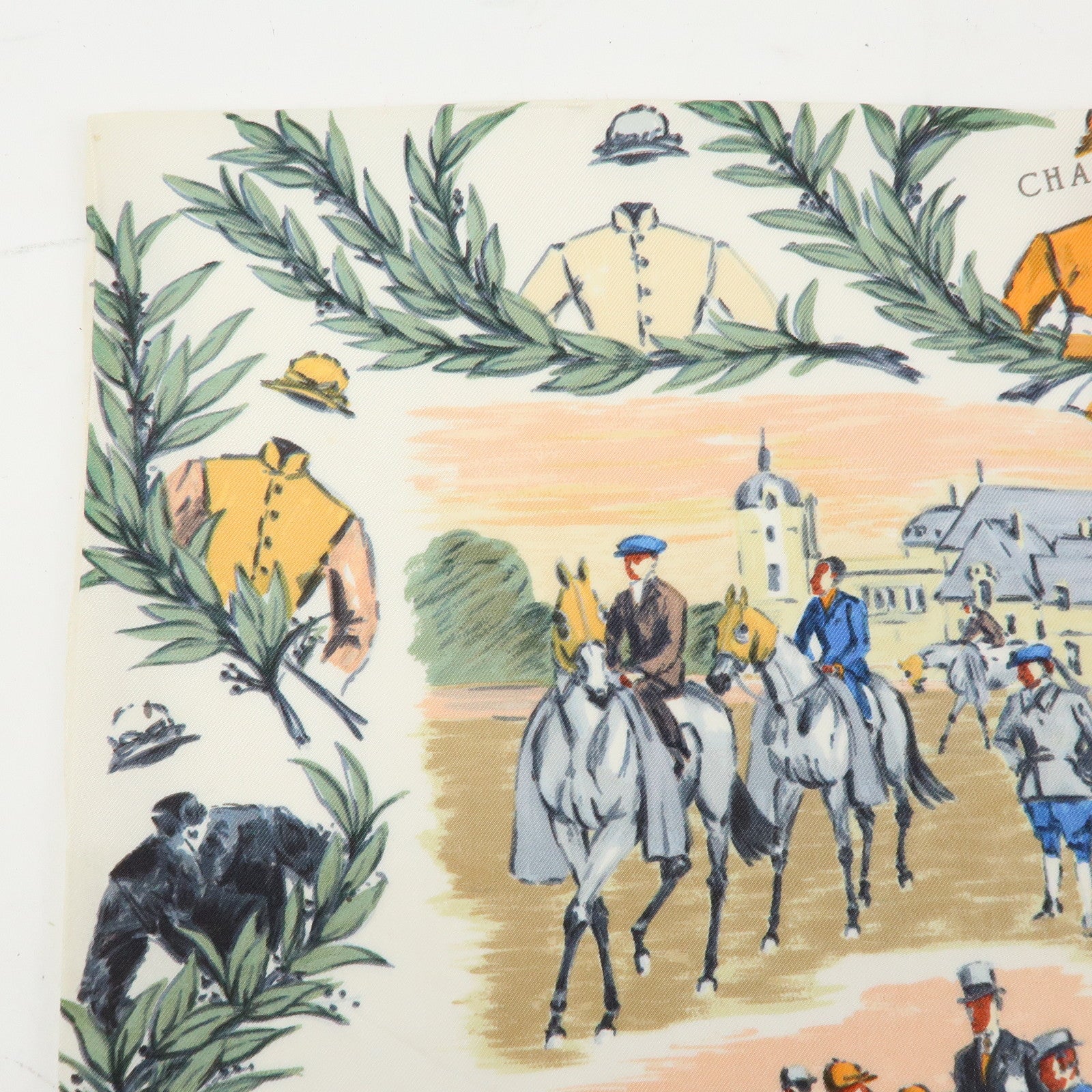 HERMES Carre 45 Carre 70 Set of 2 Silk Scarf CHANTILLY GAUCHO PAR