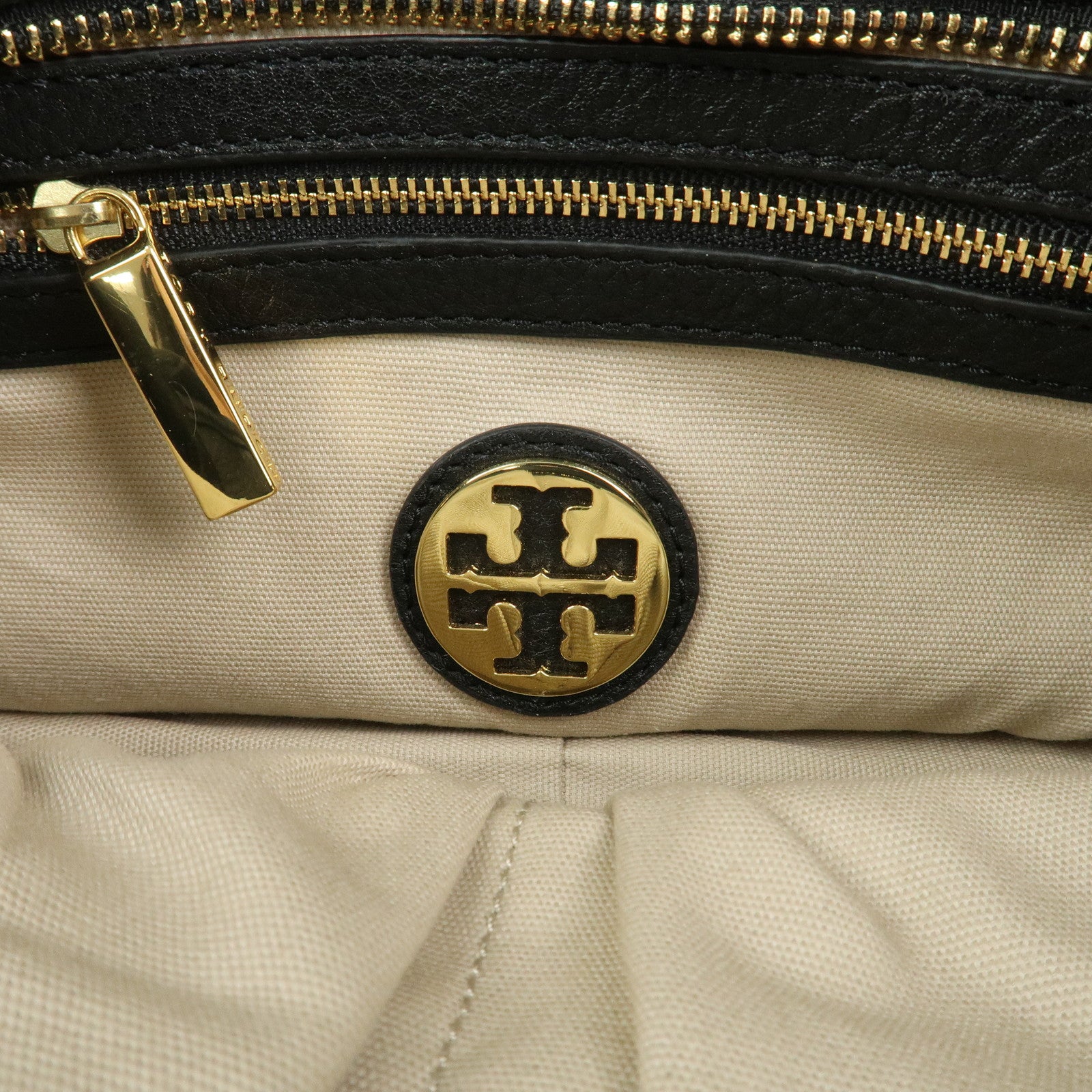 TORY BURCH Logo Leather 2way Hand Bag Black