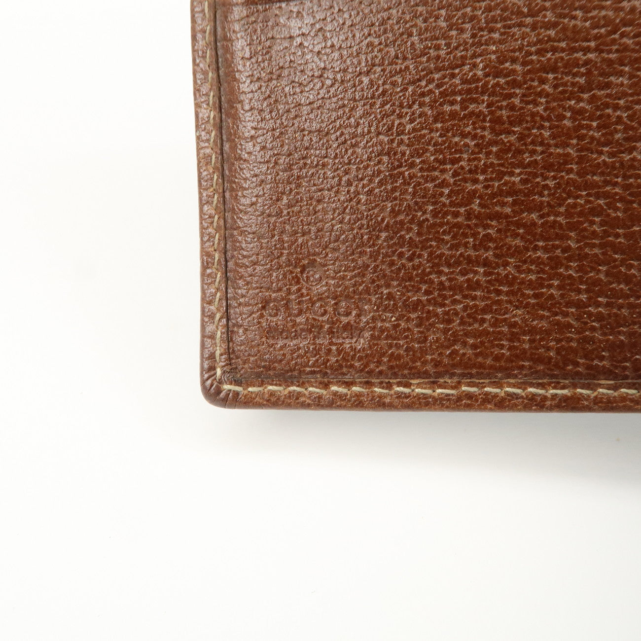 GUCCI Denim Leather Bi-Fold Compact Wallet Blue Brown