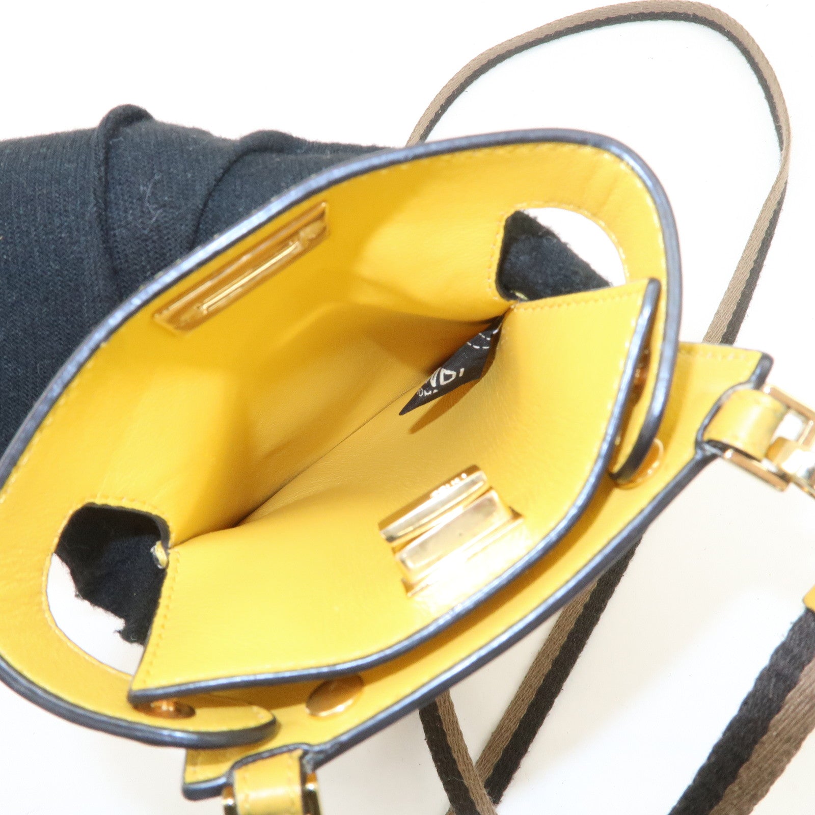 FENDI Leather Peekaphone Cellphone Case Shoulder Bag Yellow 8M0442 Used