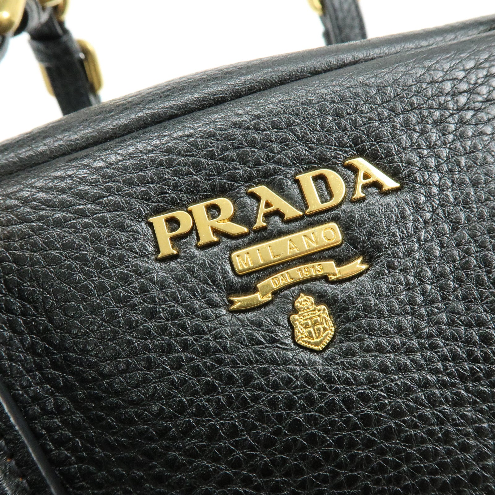 PRADA Vitello Daino Leather Shoulder Bag Hand Bag Black B3091M