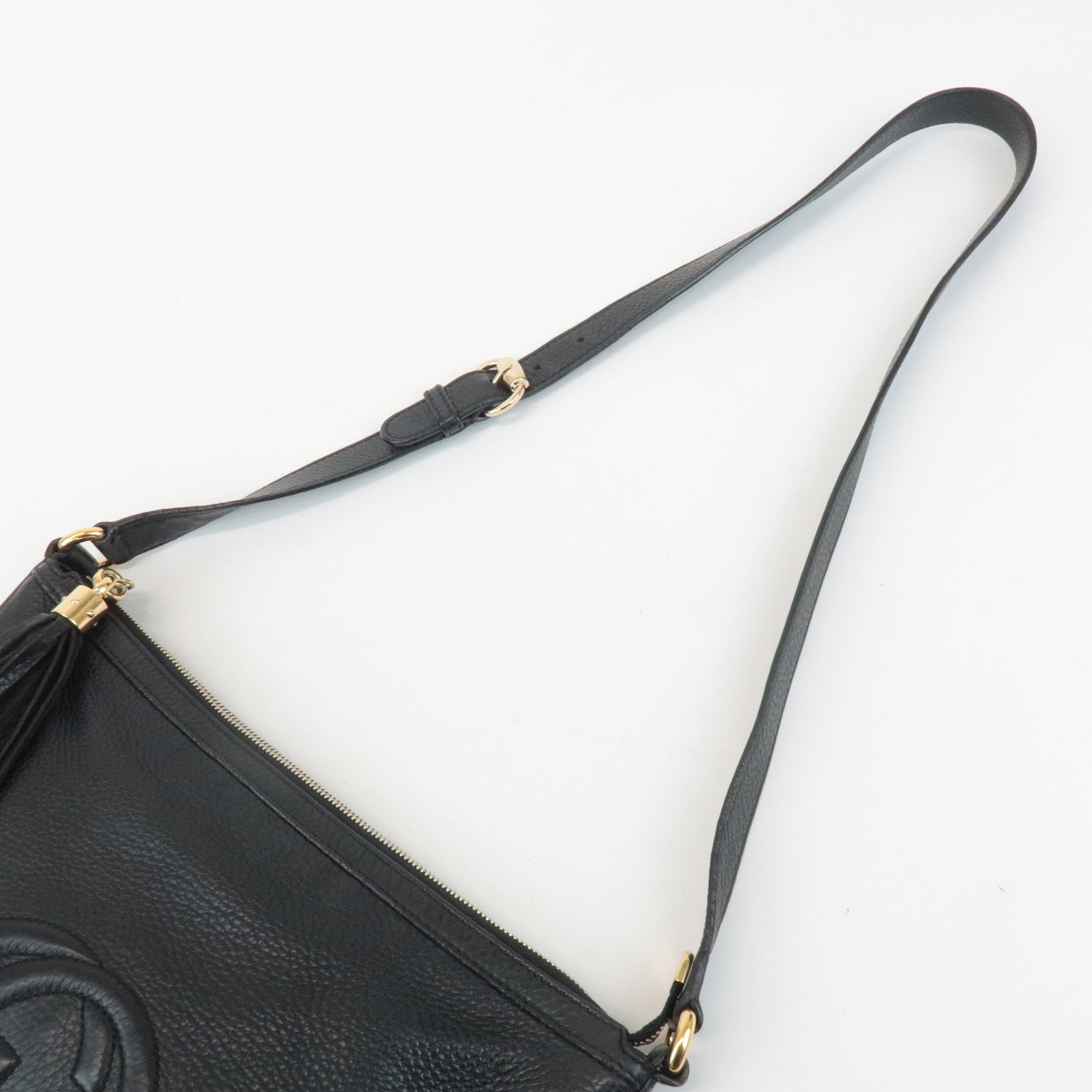 GUCCI SOHO Interlocking G Leather Shoulder Bag Black 308361 Used