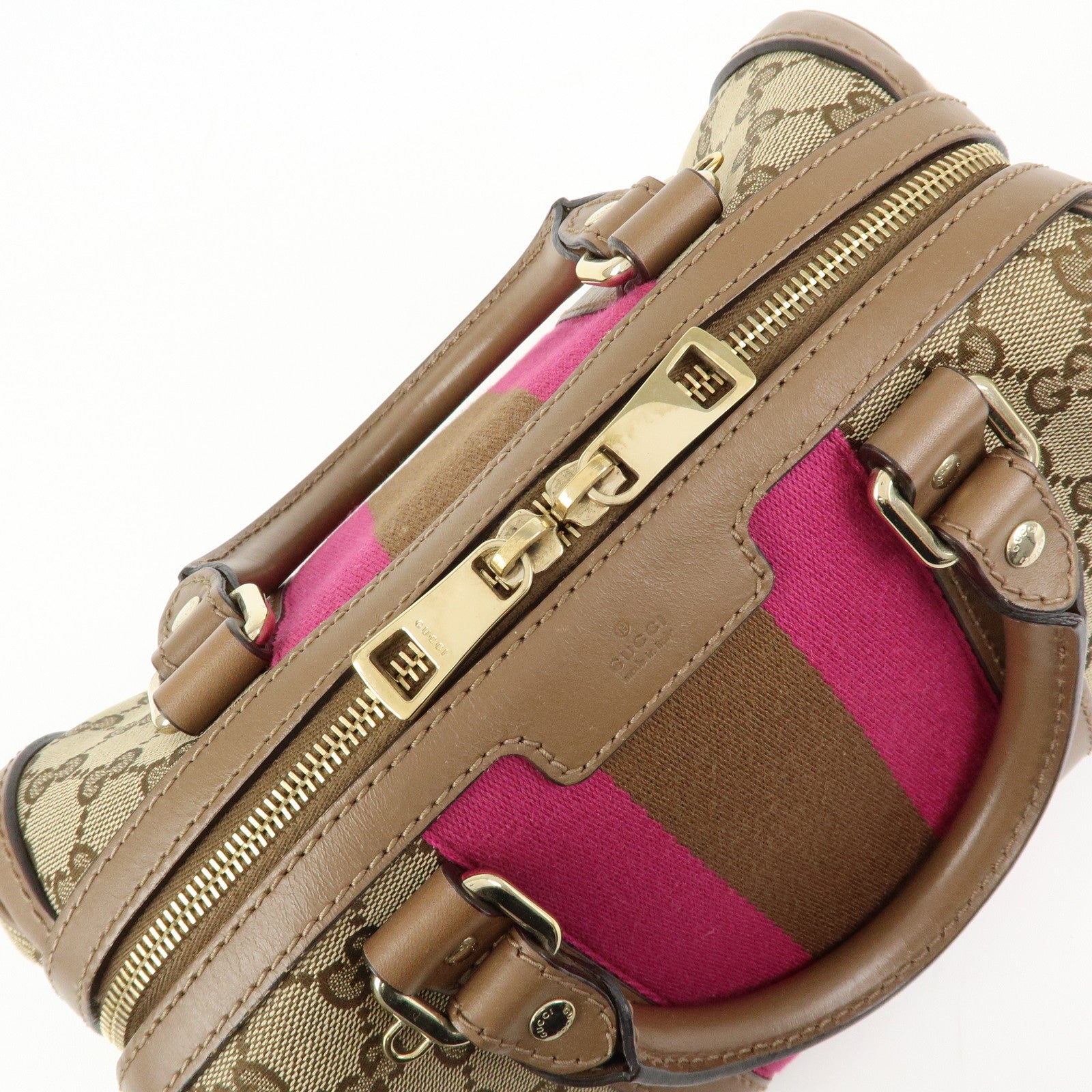 GUCCI Sherry GG Canvas Leather 2WAY Bag Boston Bag Beige 269876