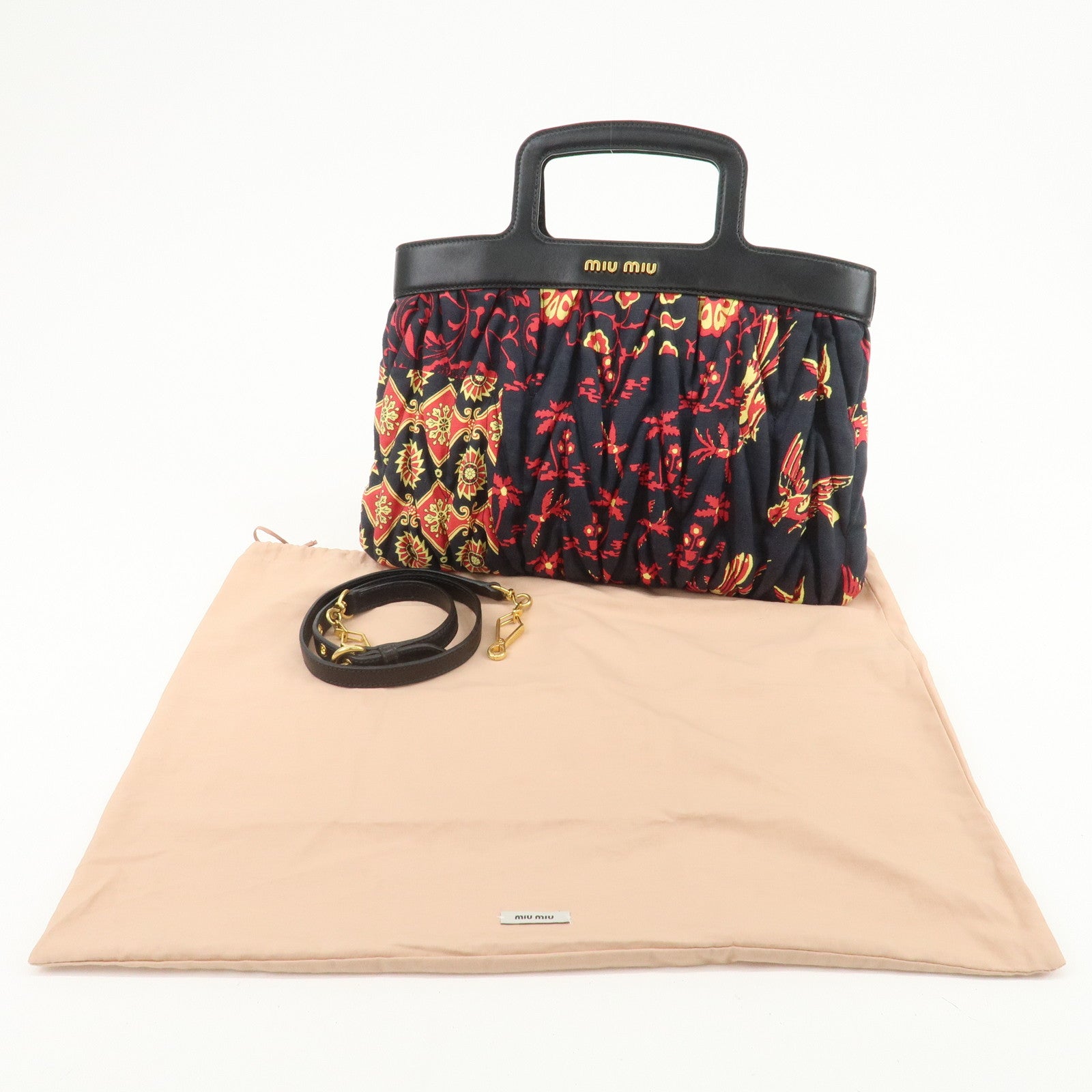 MIU MIU Matelasse 2Way Hand Bag Japan Limited Black Red