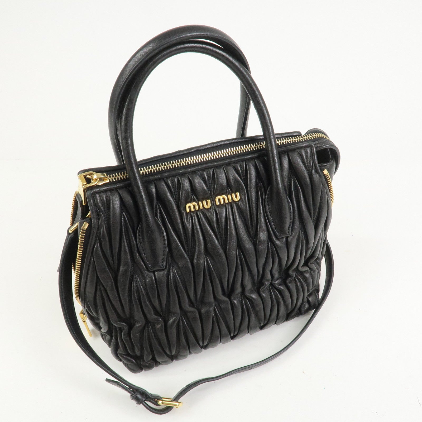 MIU MIU Matelasse Leather 2Way Bag Hand Bag Shoulder Bag 5BA003