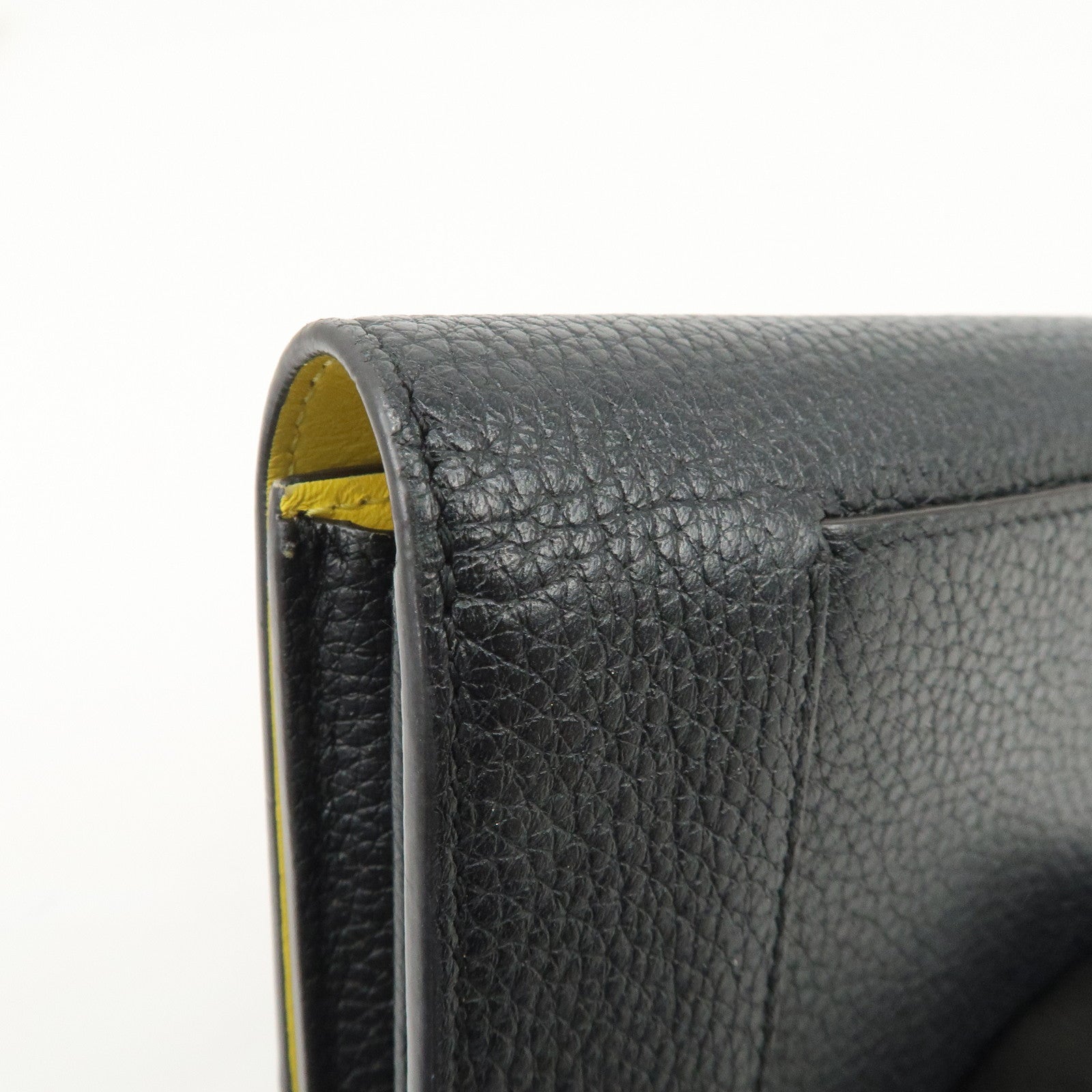CELINE Logo Glen Calfskin Button Flap Long Wallet Navy