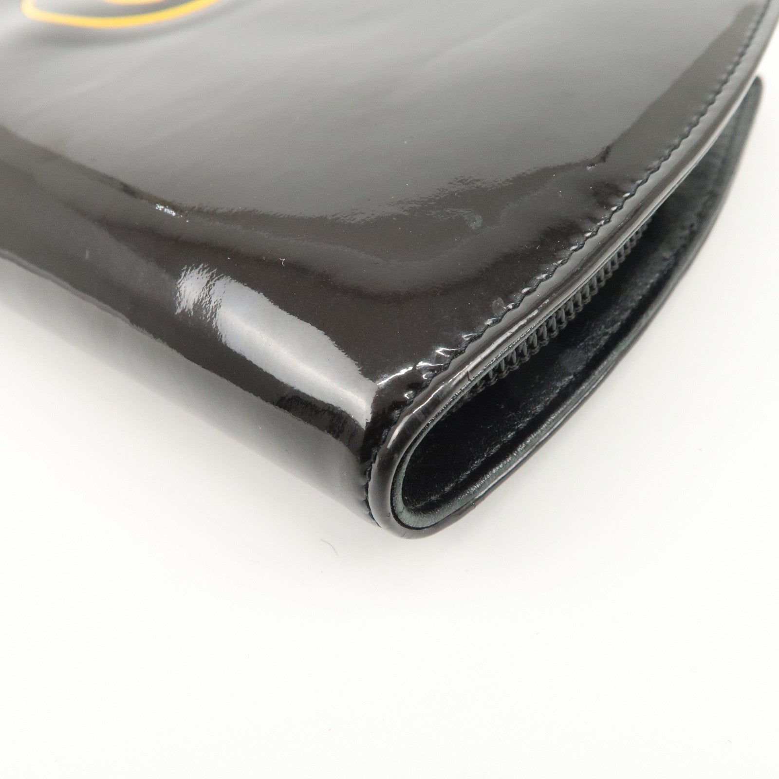 CHANEL COCO Mark Makeup Patent Leather Round Zippy Wallet Black A47663 Used