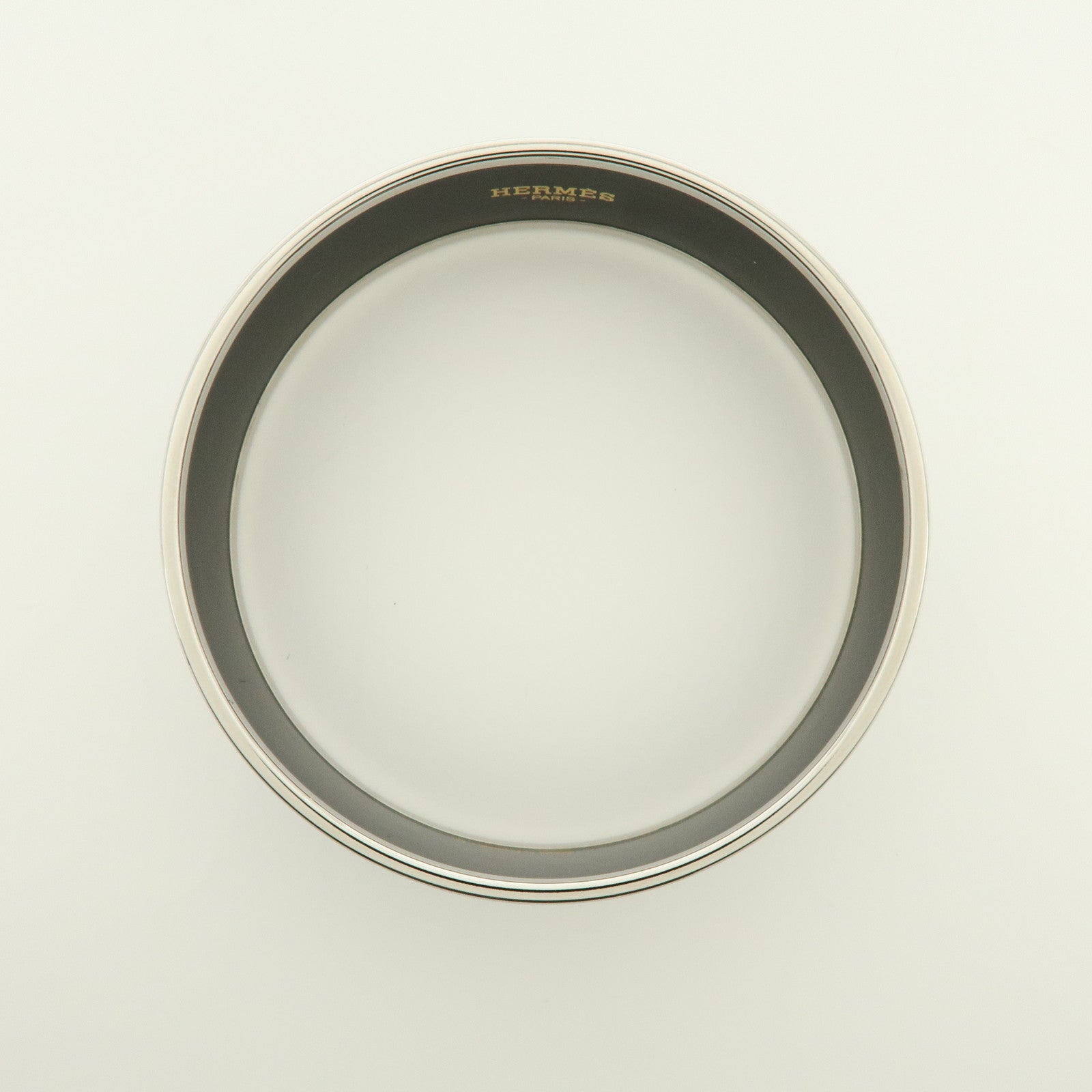 HERMES Email GM Silver Plated Bangle Bracelet Light Blue Multicolor