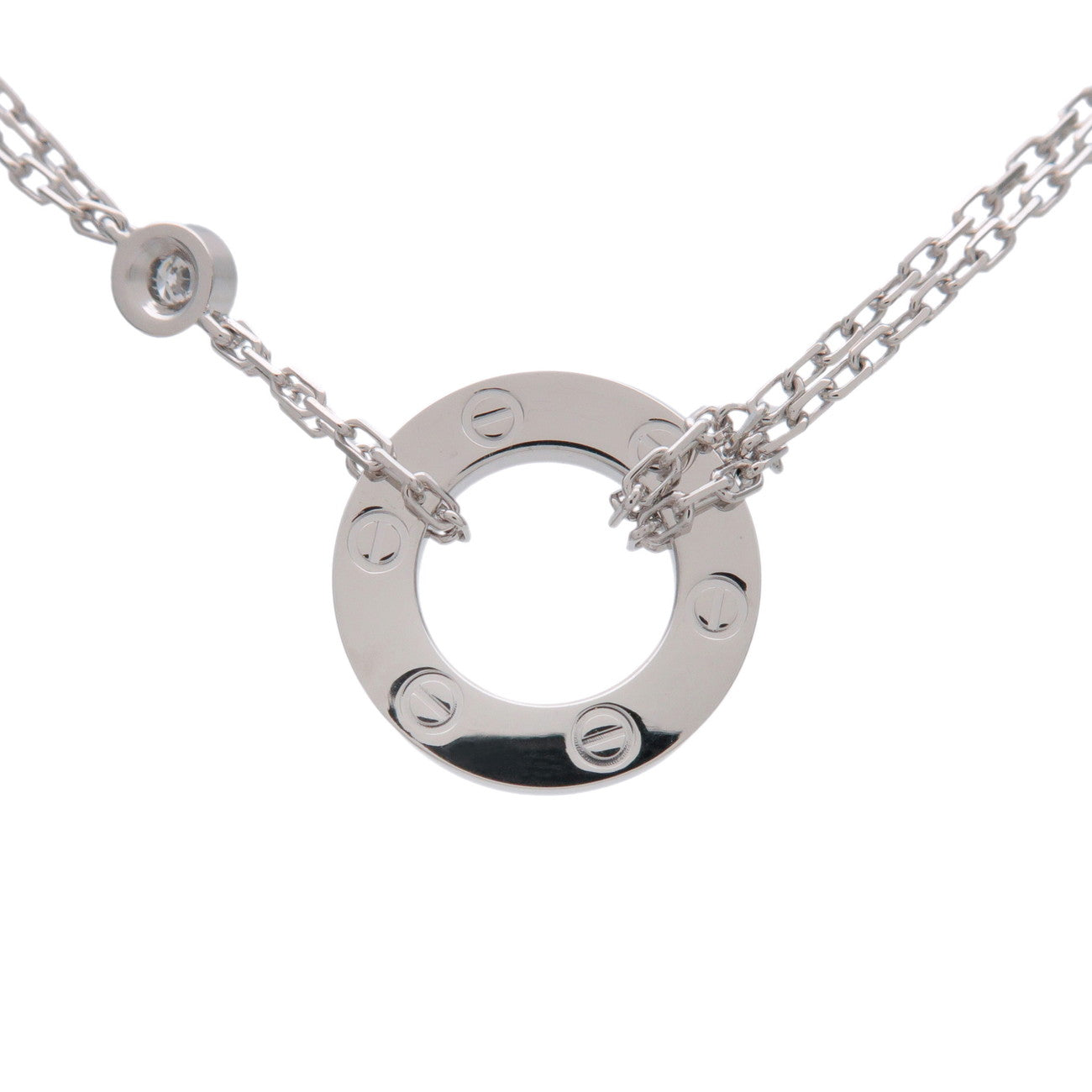 Cartier Love Circle 2P Diamond Necklace K18 750 White Gold B7219400