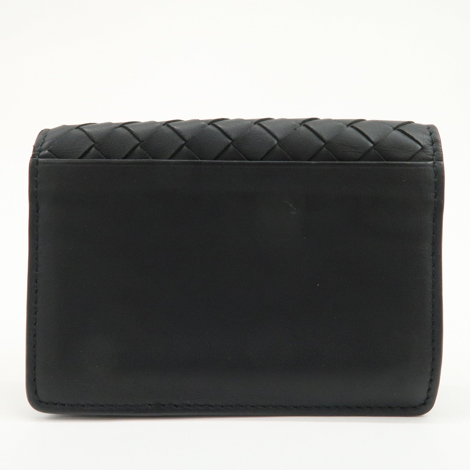 BOTTEGA VENETA Intrecciato Leather Card Case Card Holder Black