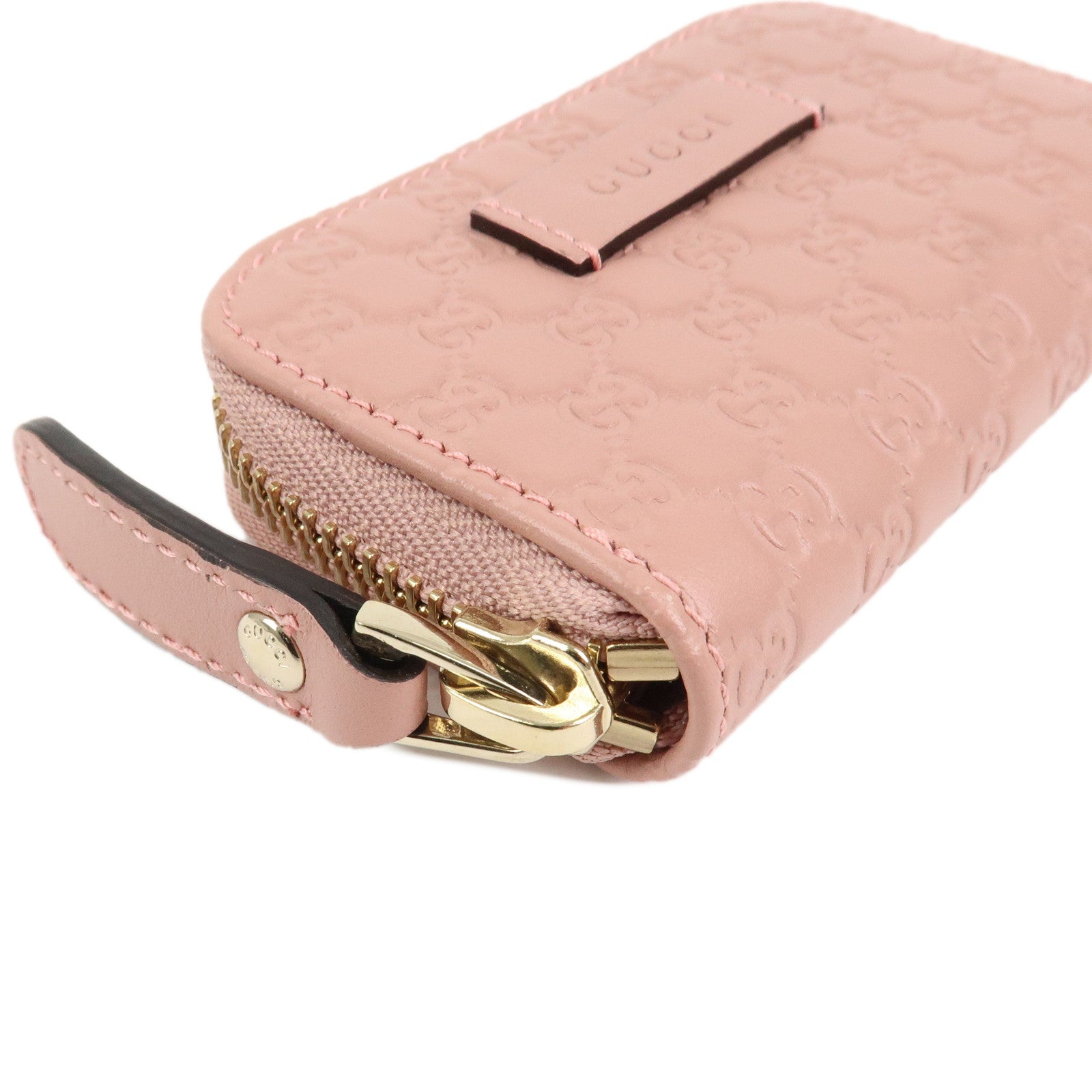 GUCCI Micro Guccissima Leather Coin Case Coin Purse Pink 449896