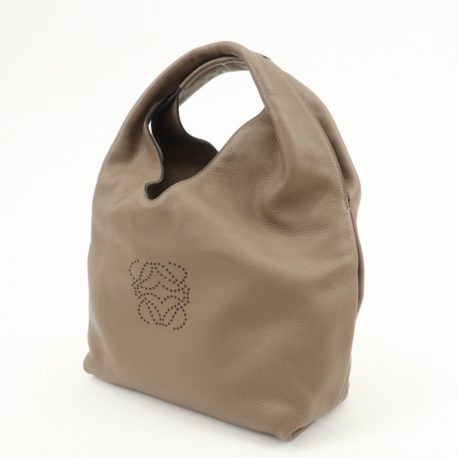 LOEWE Dunas Anagram Calfskin Shoulder Bag Hand Bag Brown