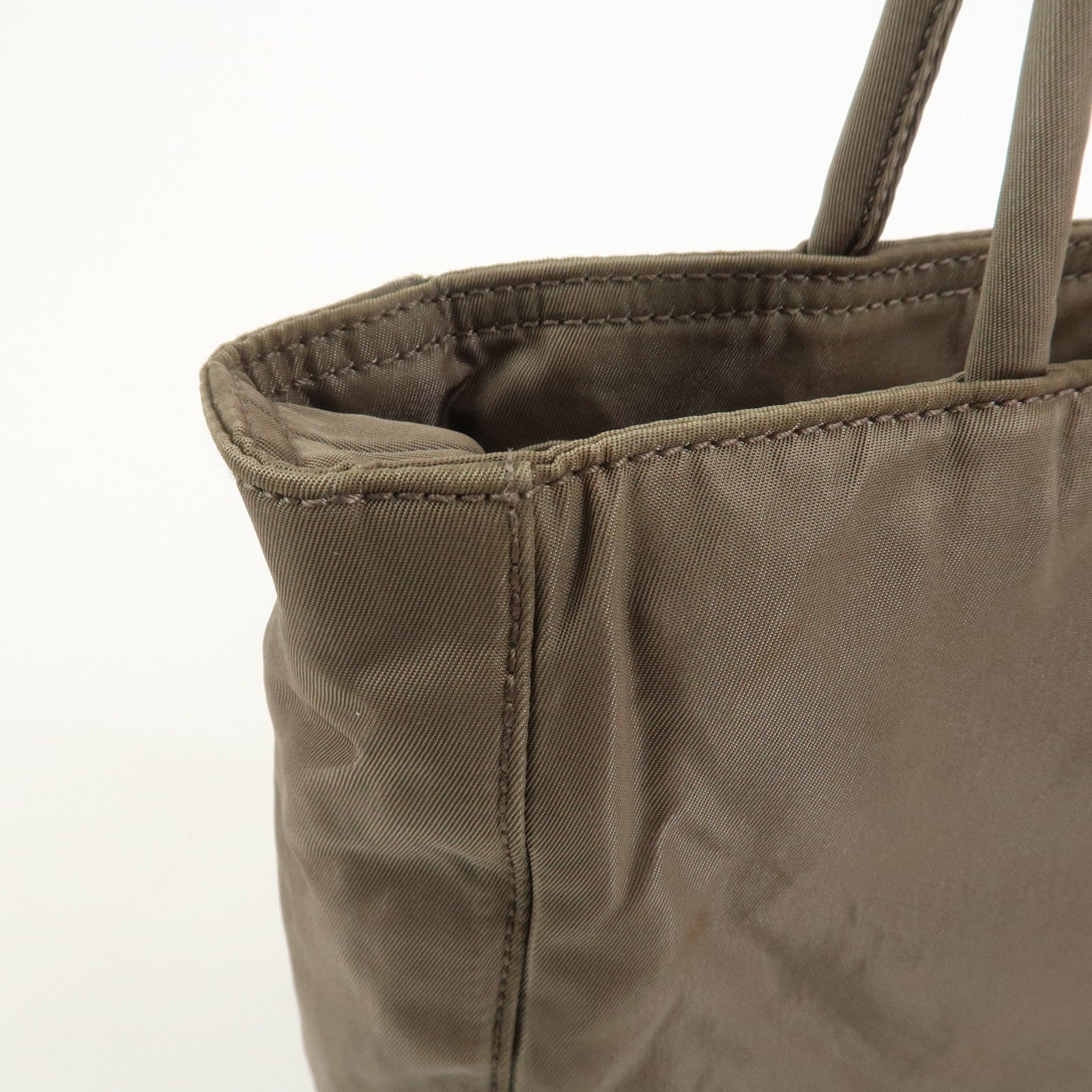 PRADA Triangle Logo Nylon Tote Bag Hand Bag Gray