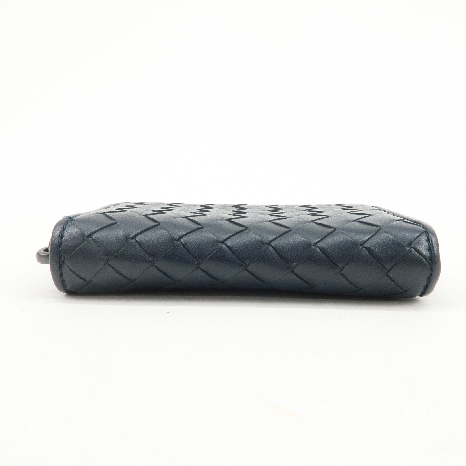 BOTTEGA VENETA Intrecciato Leather Coin Case Navy 114075