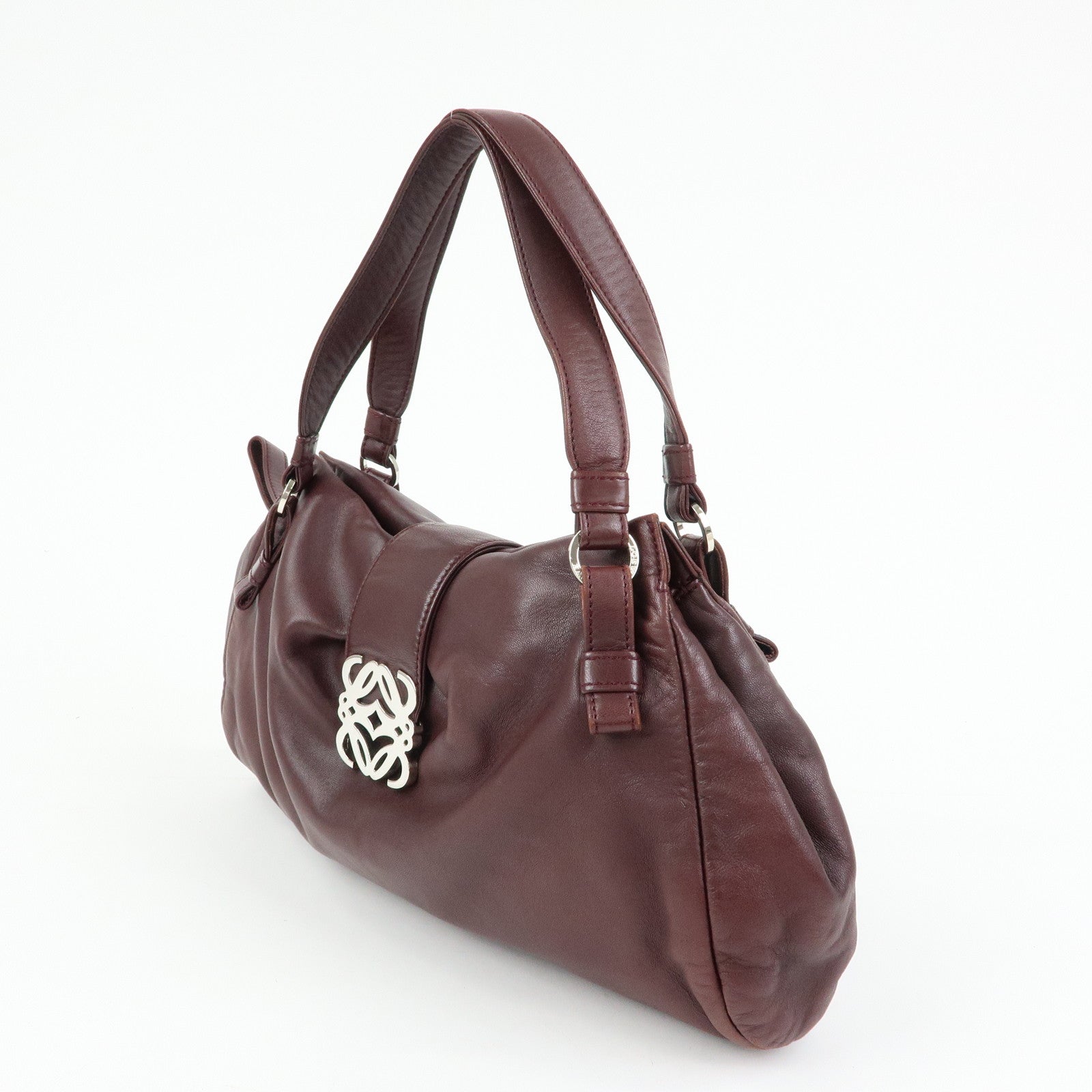 LOEWE Anagram Nappa Leather Hand Bag Shoulder Bag Bordeaux Brown