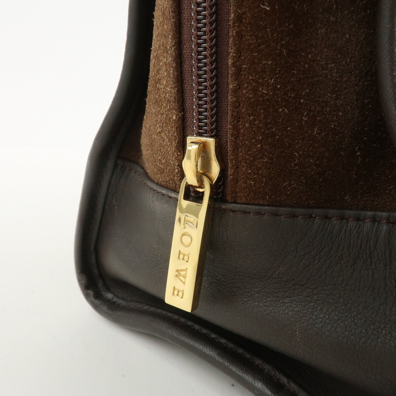 LOEWE Anagram Suede Leather Amazona 27 Hand Bag Brown