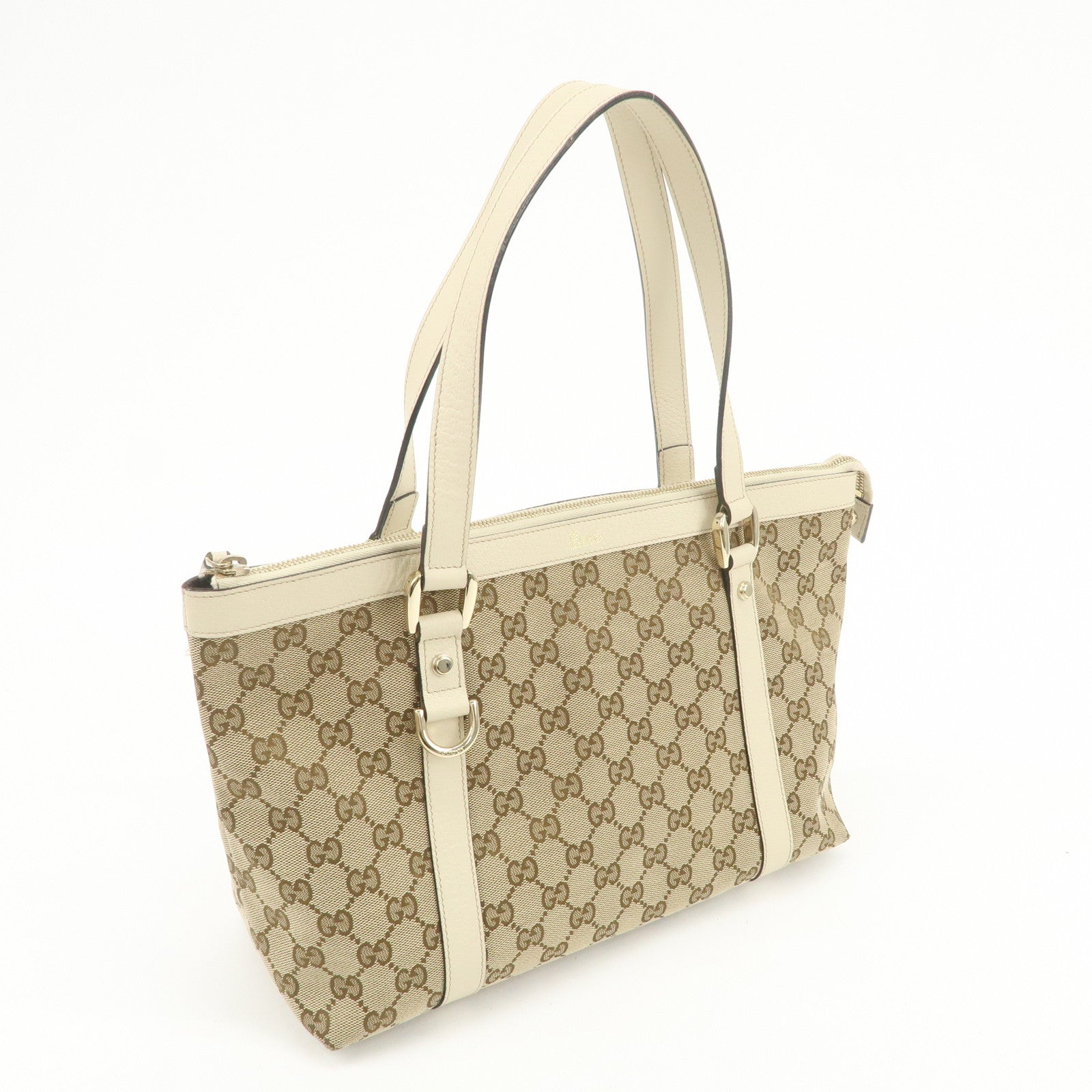 GUCCI Abbey GG Canvas Leather Tote Bag Shoulder Bag Brown 141470