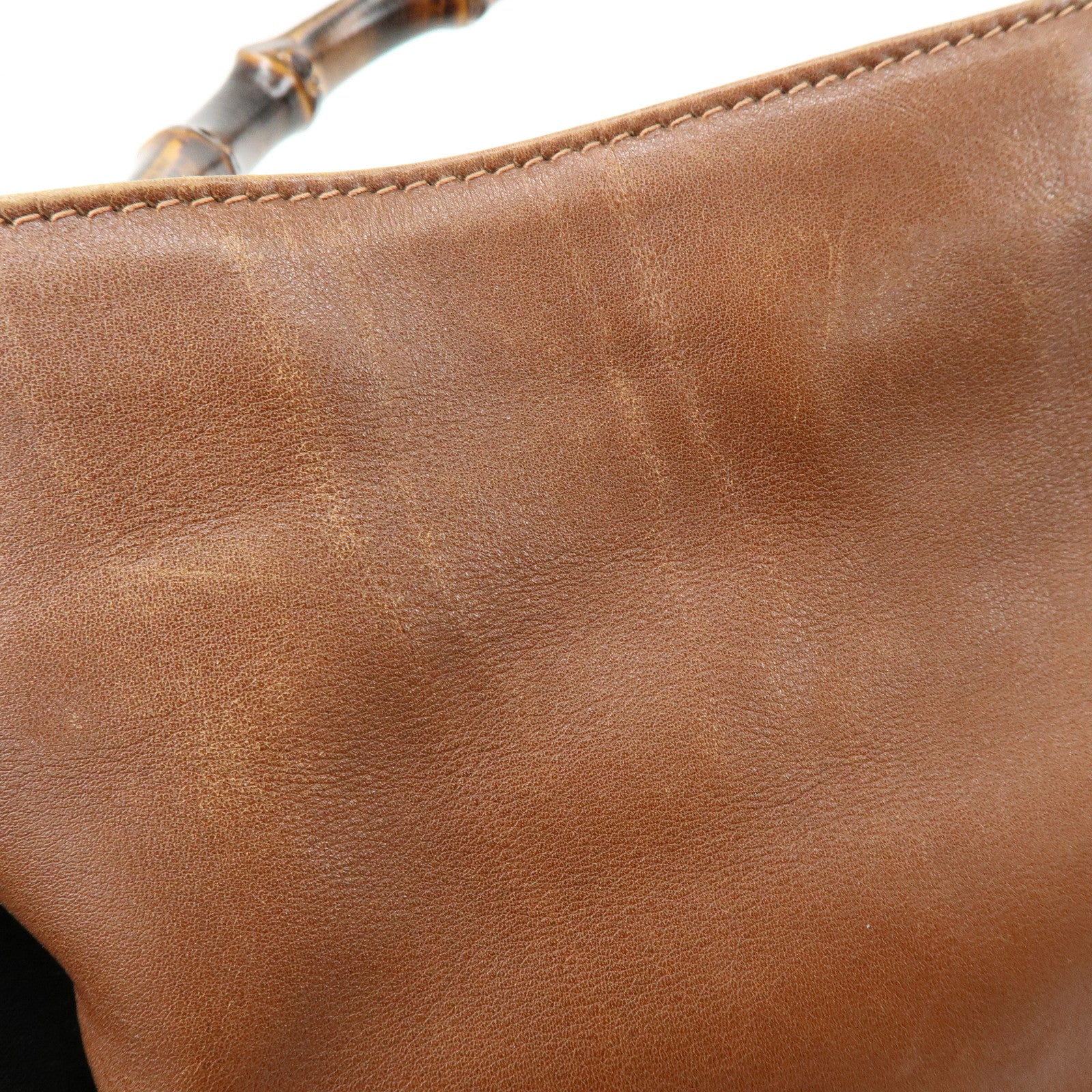 GUCCI Bamboo Leather 2Way Bag Shoulder Bag Brown 001.3444