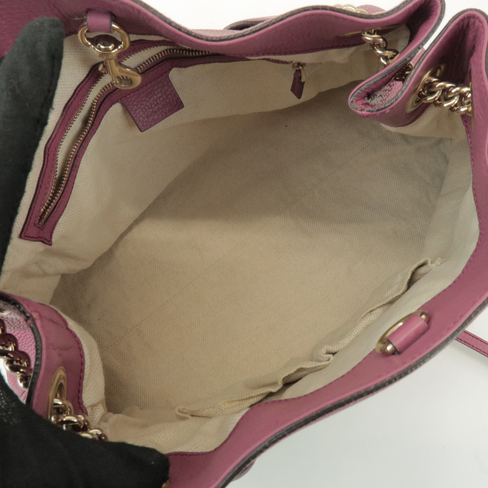 GUCCI SOHO Interlocking G Leather Chain Shoulder Bag Pink 308982