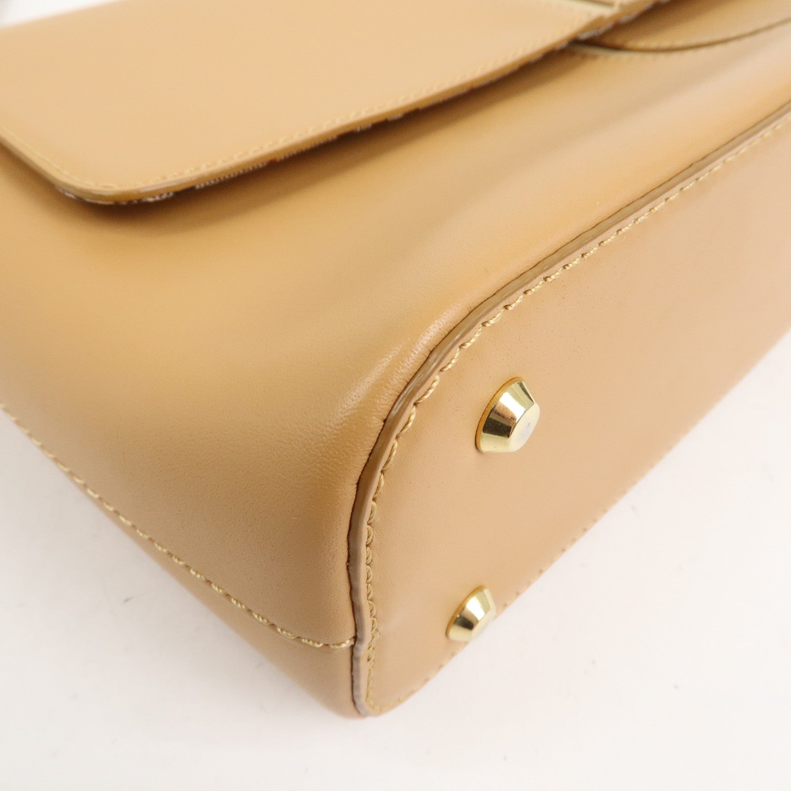BURBERRY Leather Shoulder Bag Hand Bag Beige Gold HDW