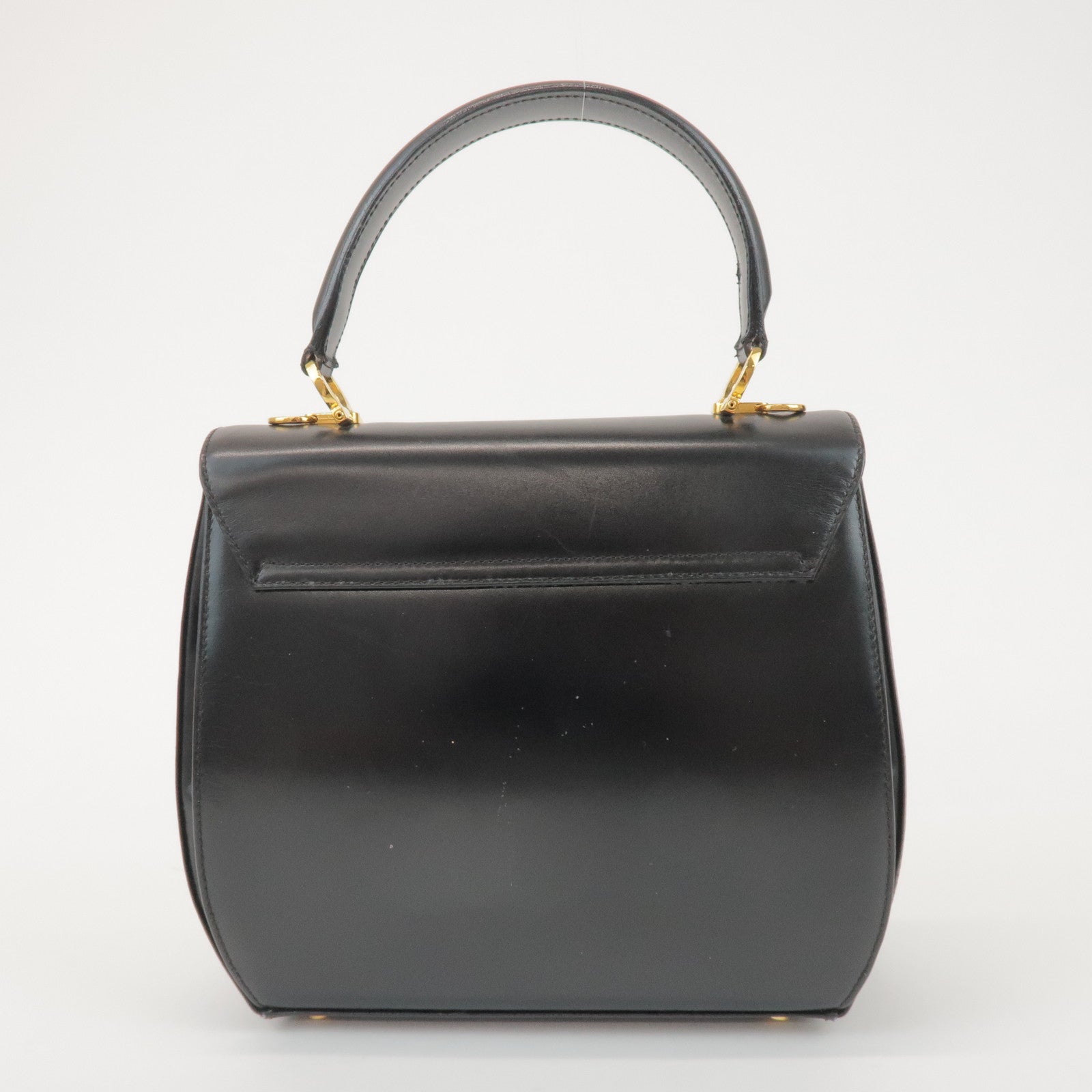 Ferragamo Gancini Calf Leather 2Way Bag Hand Shoulder Bag Black