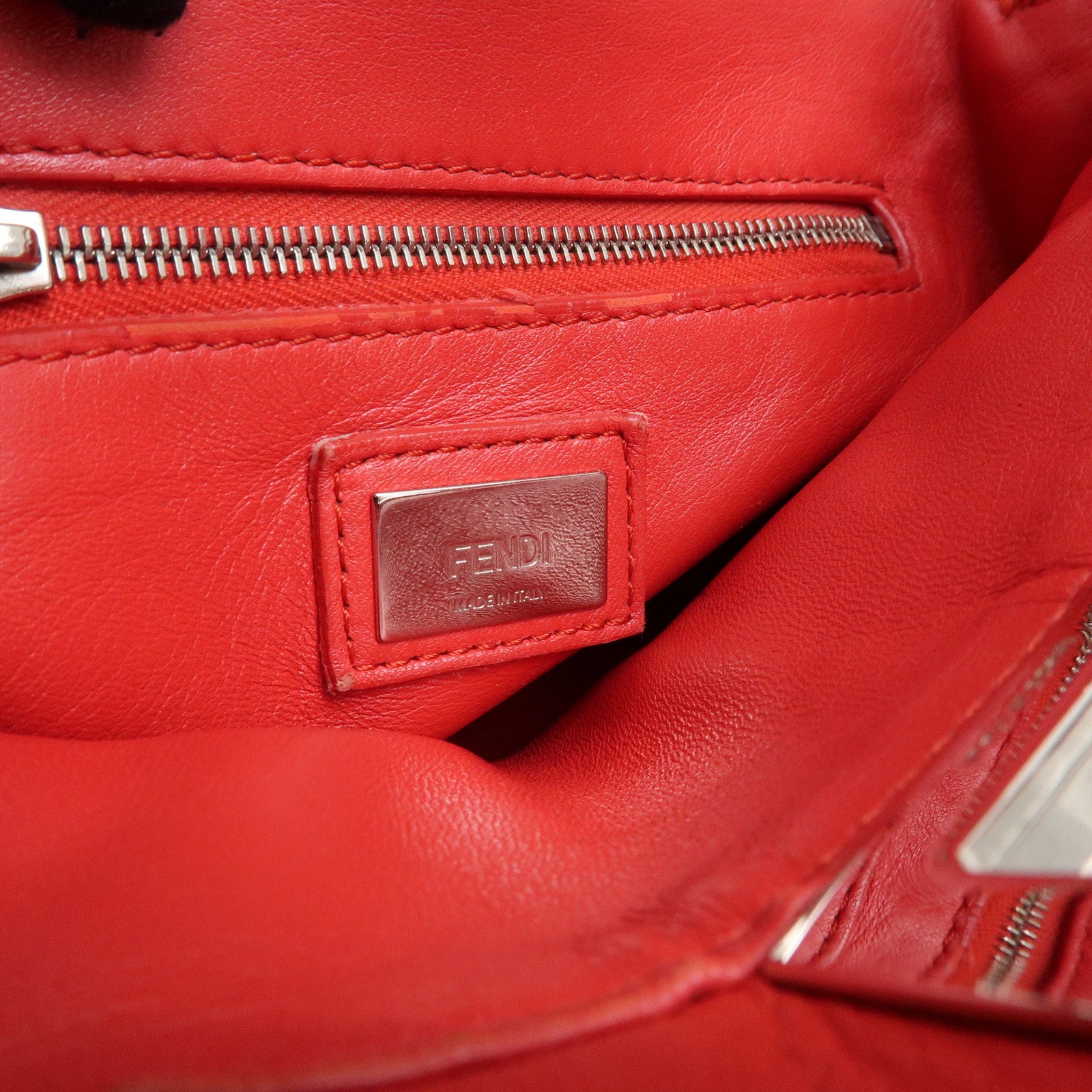 FENDI Peekaboo Mini Leather 2Way Shoulder Bag Hand Bag Red 8BN244