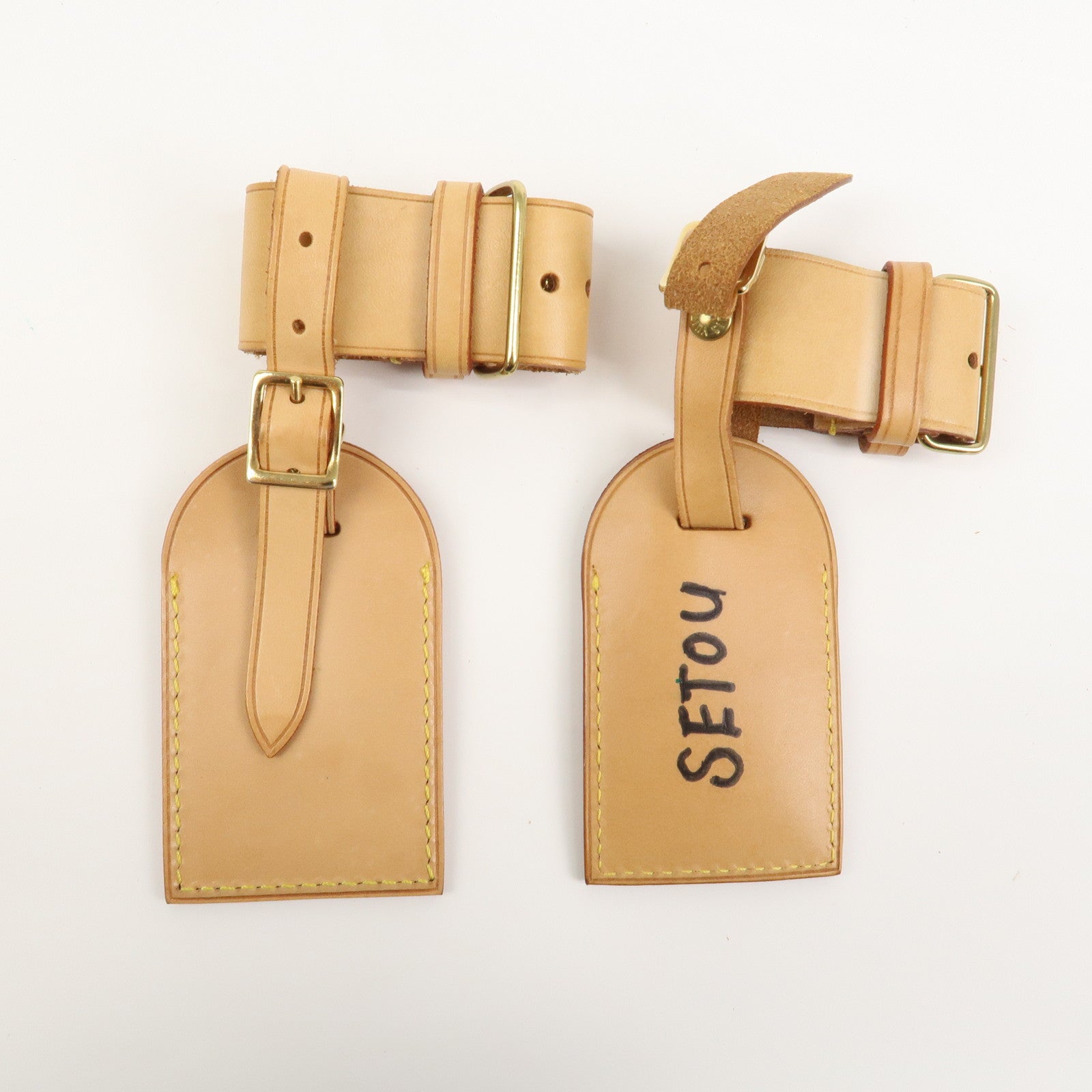 Louis Vuitton Set of 10 Leather Name Tag & Poignet Natural