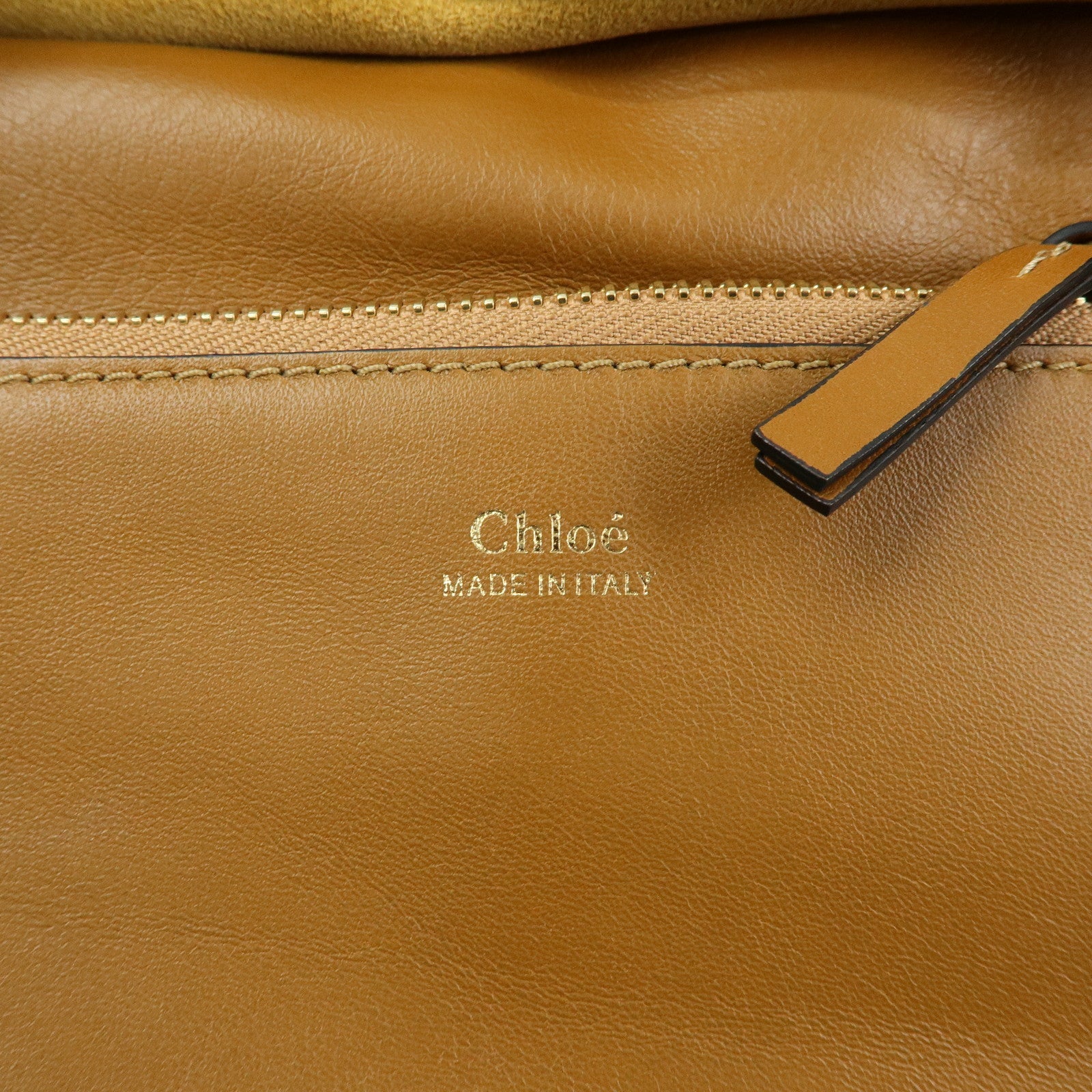 Chloe Leather Whipstitch Tote Bag Shoulder Bag Greige Beige