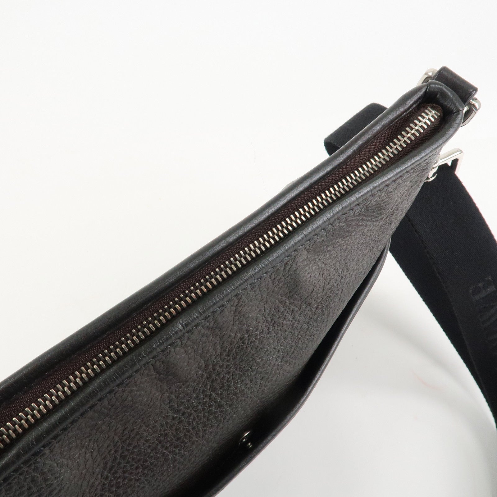 LOEWE Anagram Leather Shoulder Bag Dark Brown Used