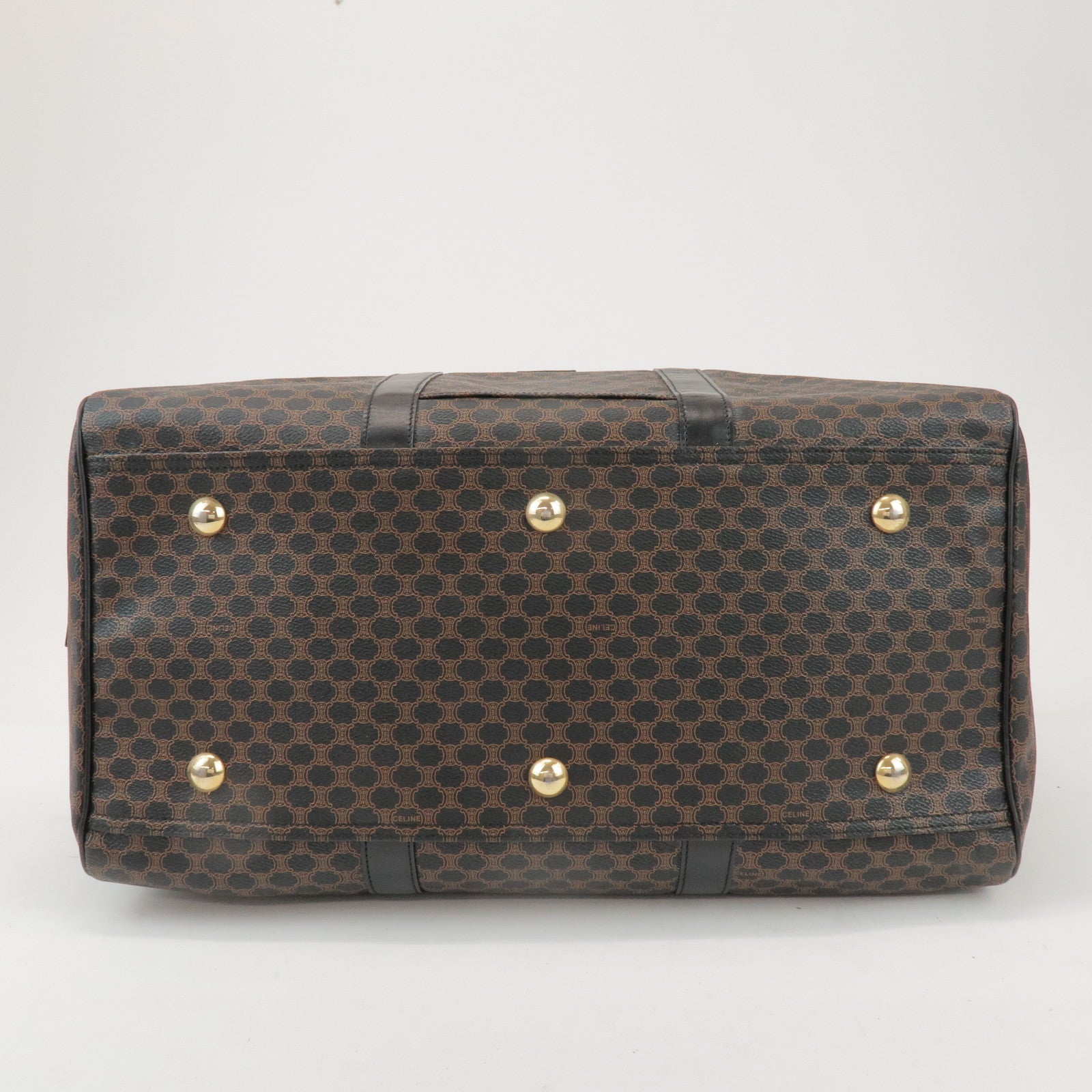 CELINE Macadam PVC Leather Boston Bag Hand Bag Black Brown