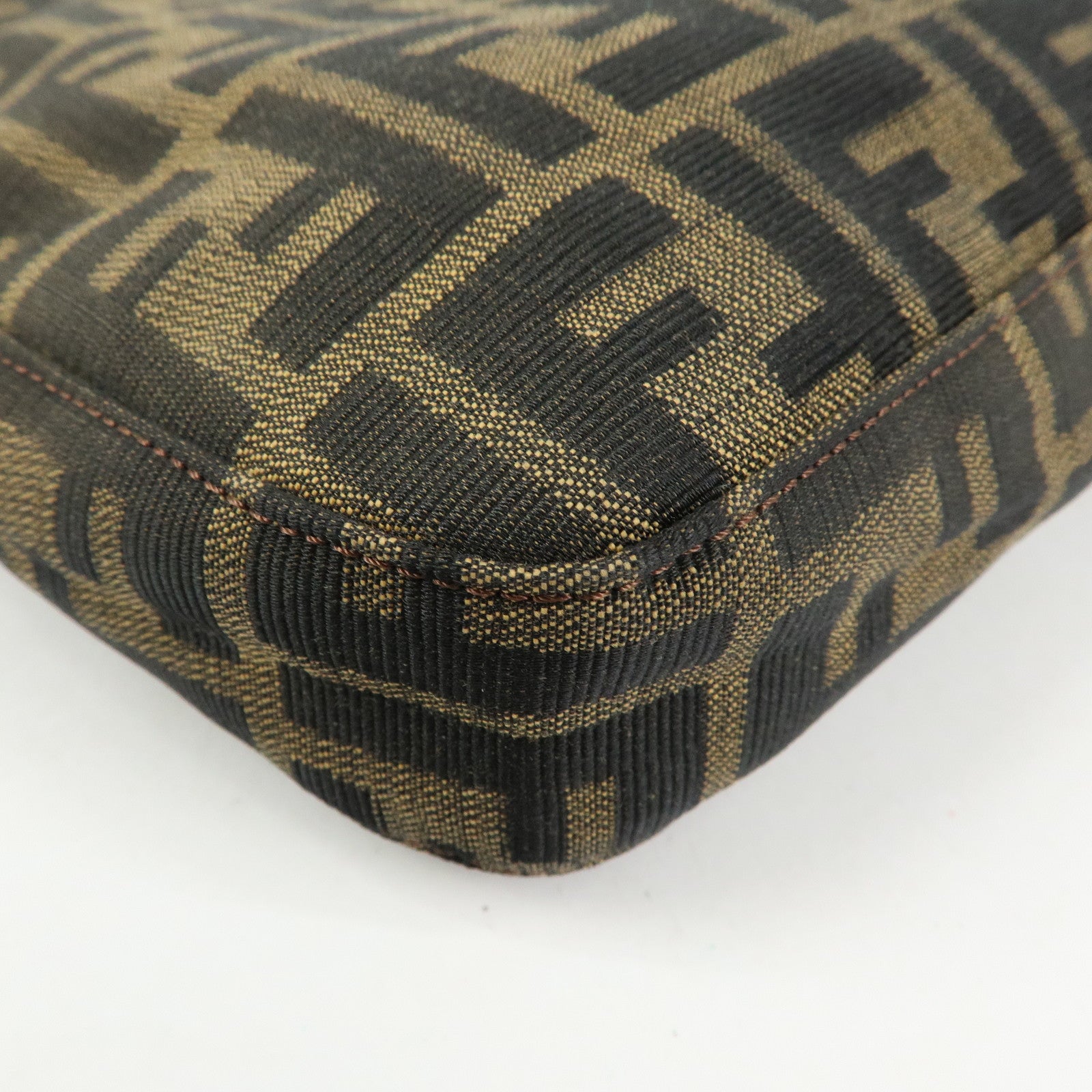 FENDI Zucca Canvas Leather Shoulder Bag Black Brown 26569