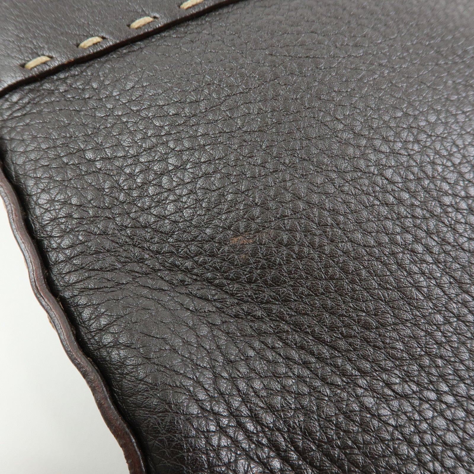 FENDI Selleria Leather Shoulder Bag Crossbody Bag Brown 8BT092