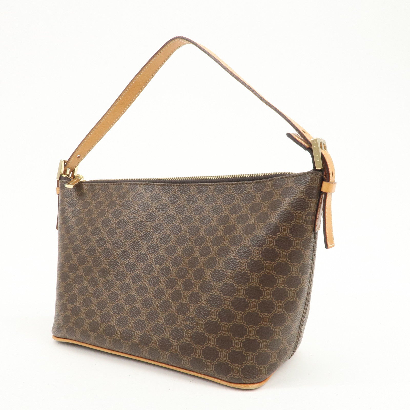 CELINE Macadam PVC Leather Shoulder Bag Brown