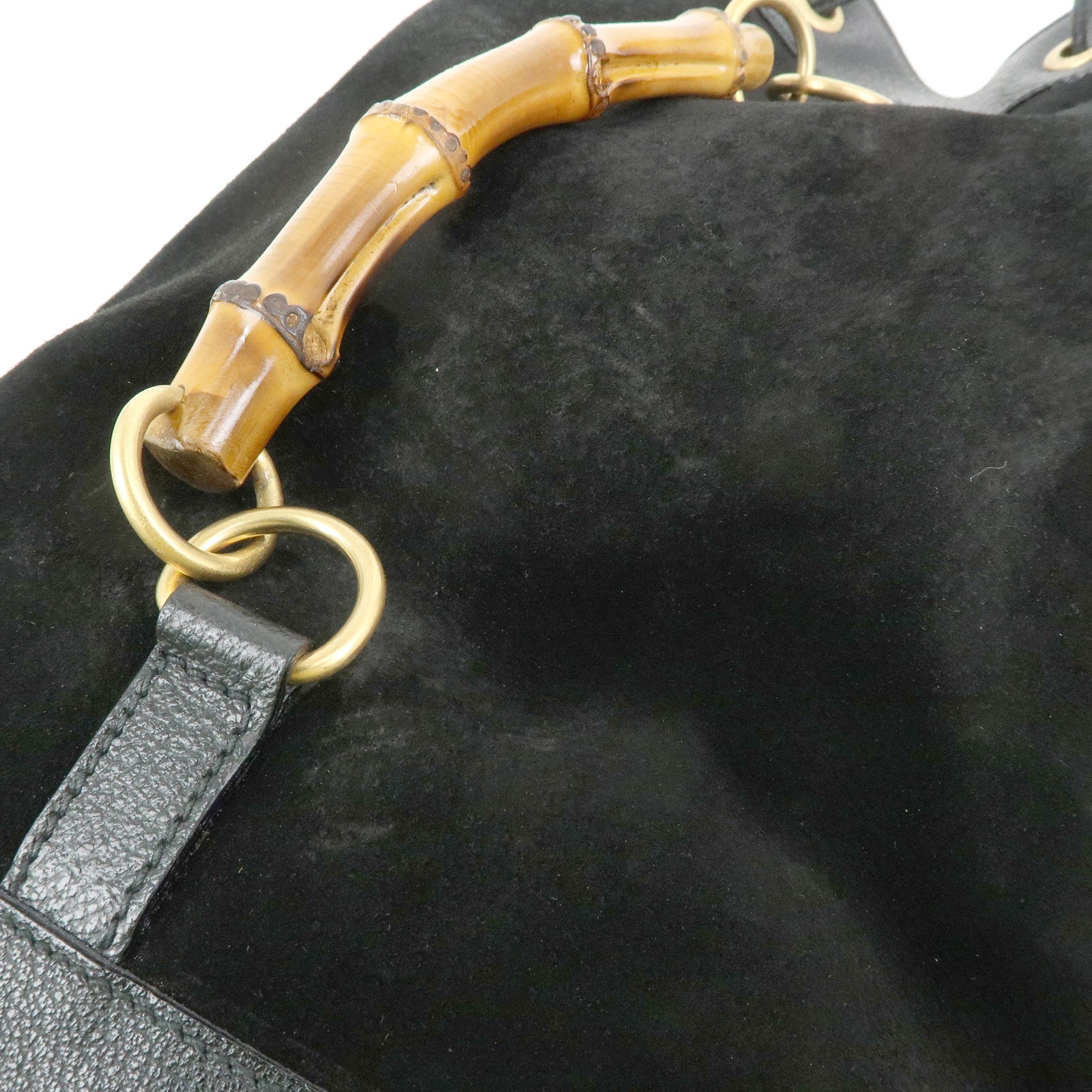 GUCCI Bamboo Suede Leather Backpack Rucksuck Black 003・2855・0043・0