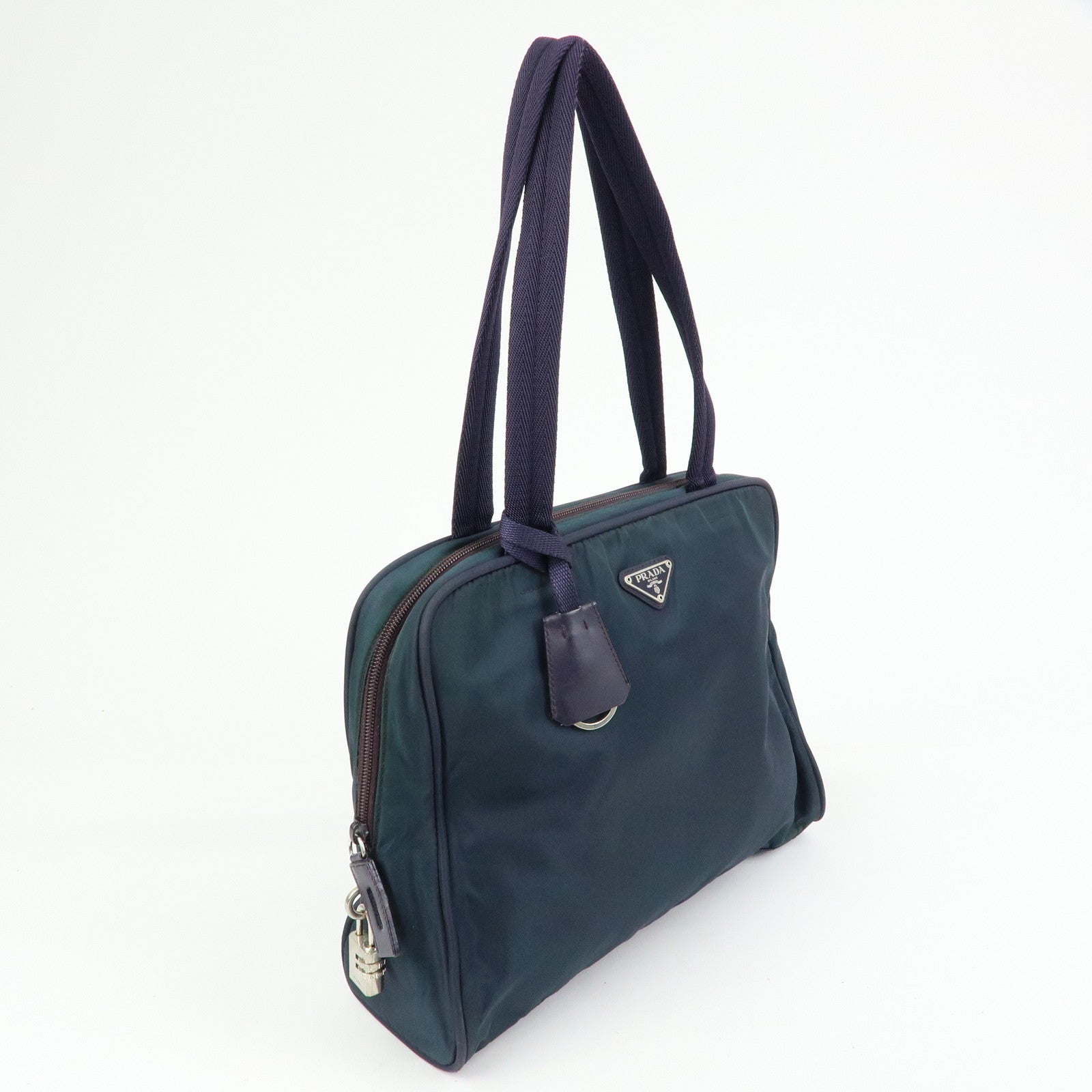 PRADA Triangle Logo Nylon Tote Bag Hand Bag Shoulder Bag Purple