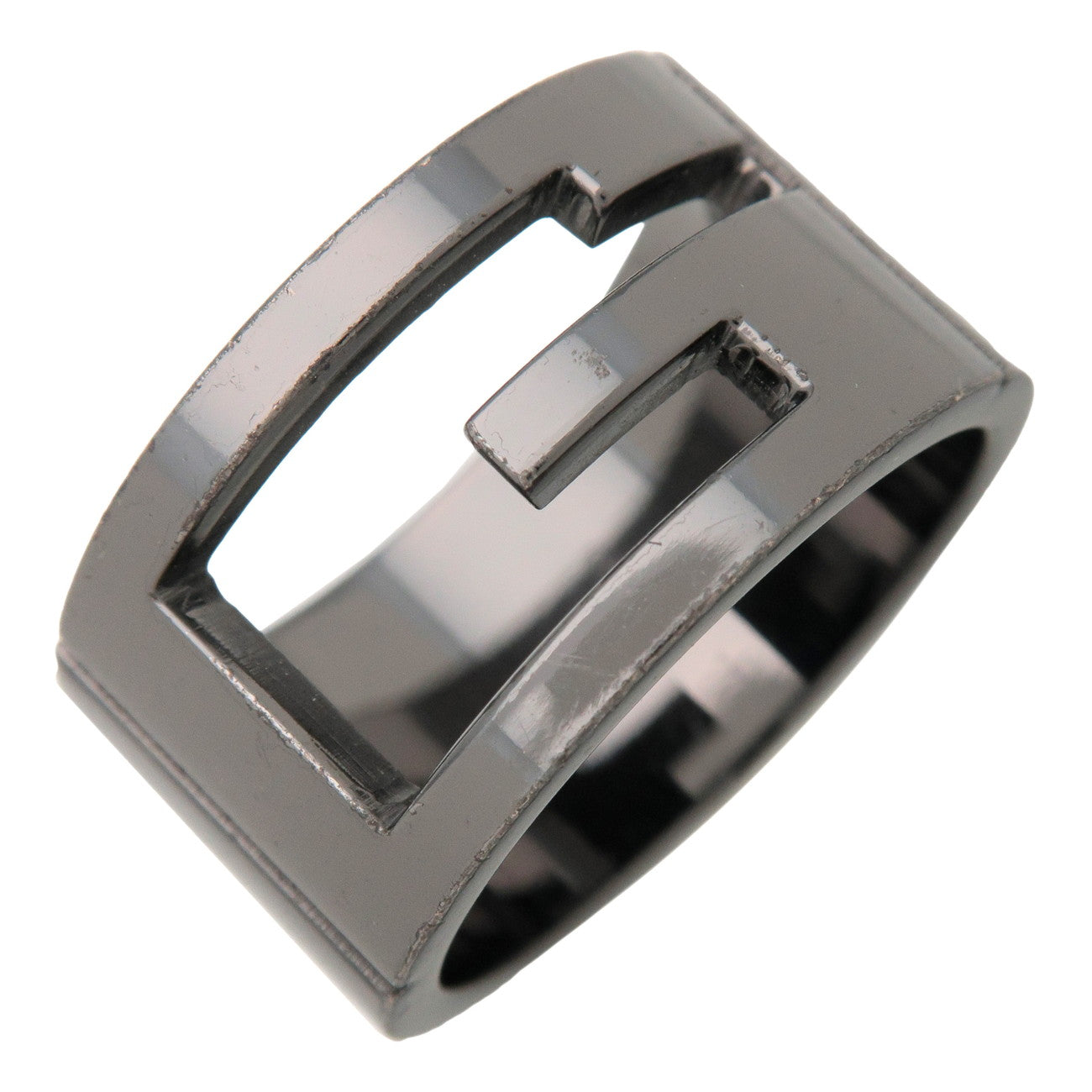 GUCCI G-Outcut Ring SV925 Black Silver 224031 US8.5 EU58 HK18